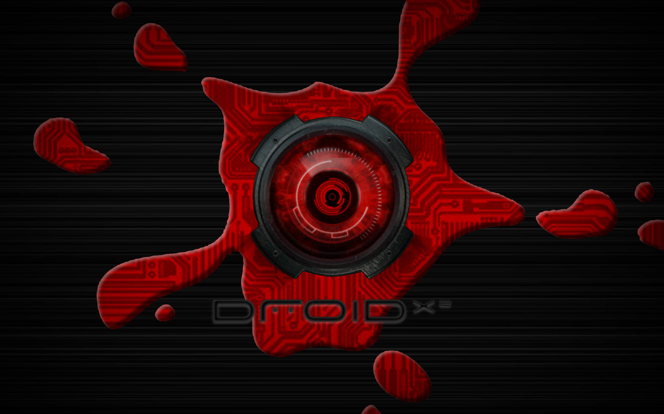 Droid, red circuit board, camera lens, 2K Desktop Wallpaper
