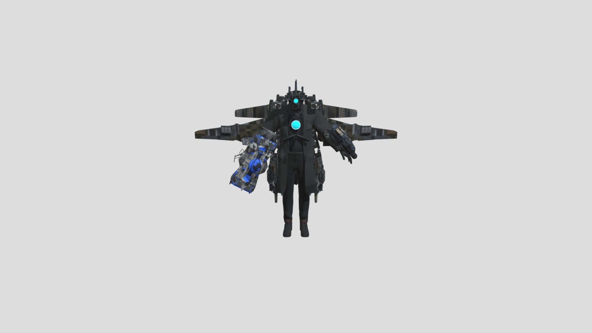 futuristic drone, dark armored mech, glowing blue core, Full HD Desktop Wallpaper