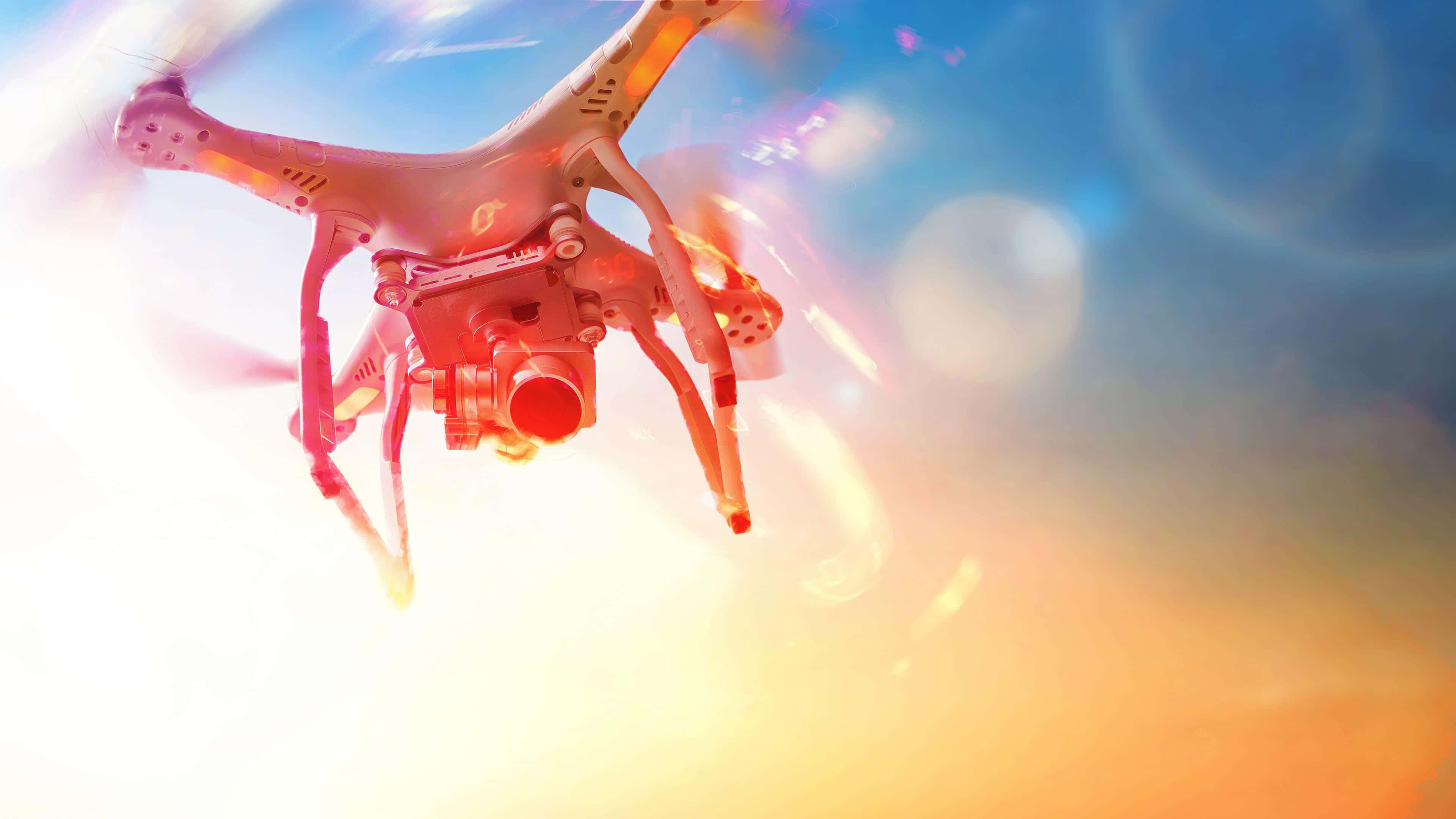 drone, sunset glow, red drone, 4K Desktop Wallpaper