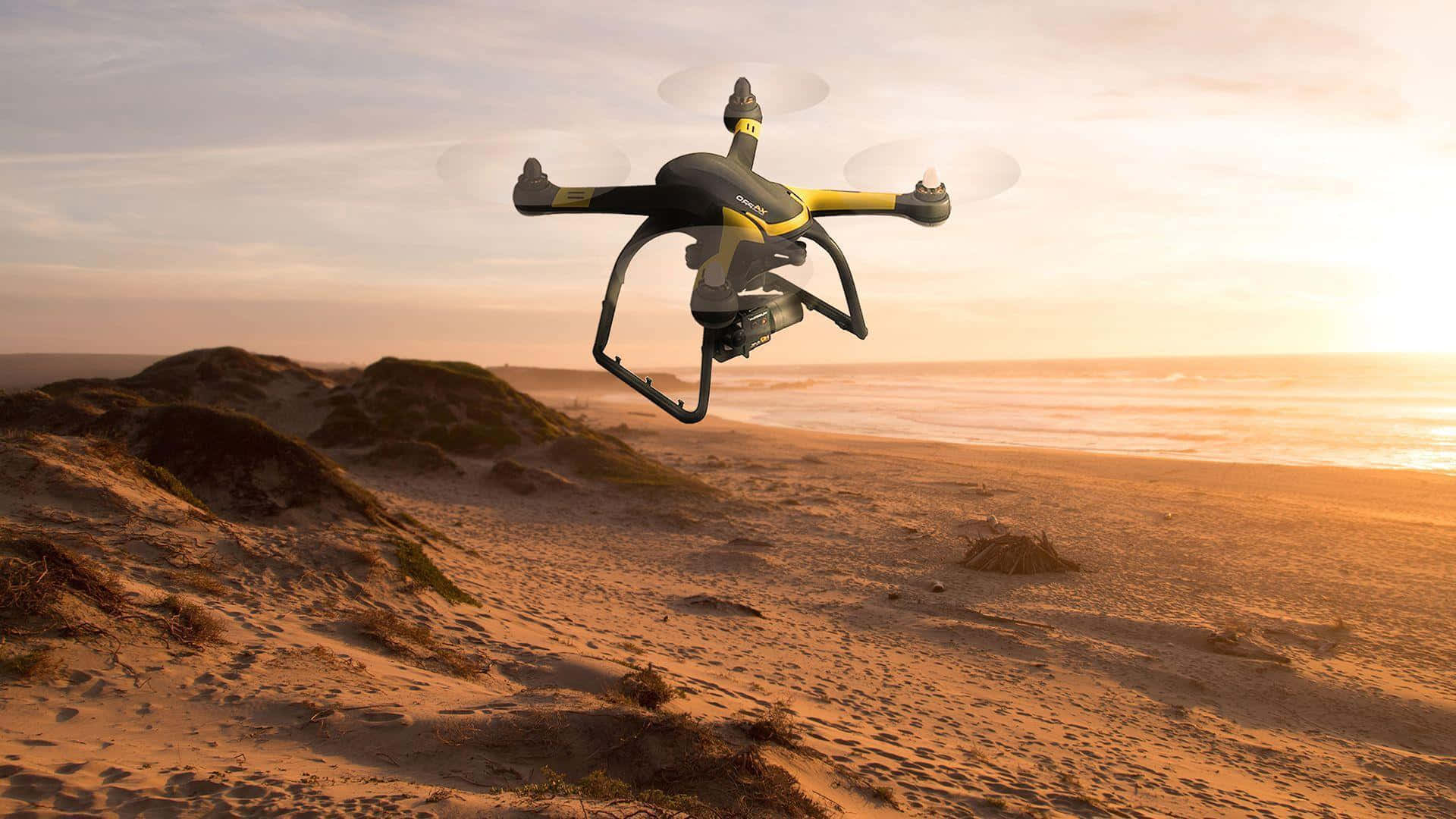 drone, beachat, sunset, Full HD Desktop Wallpaper