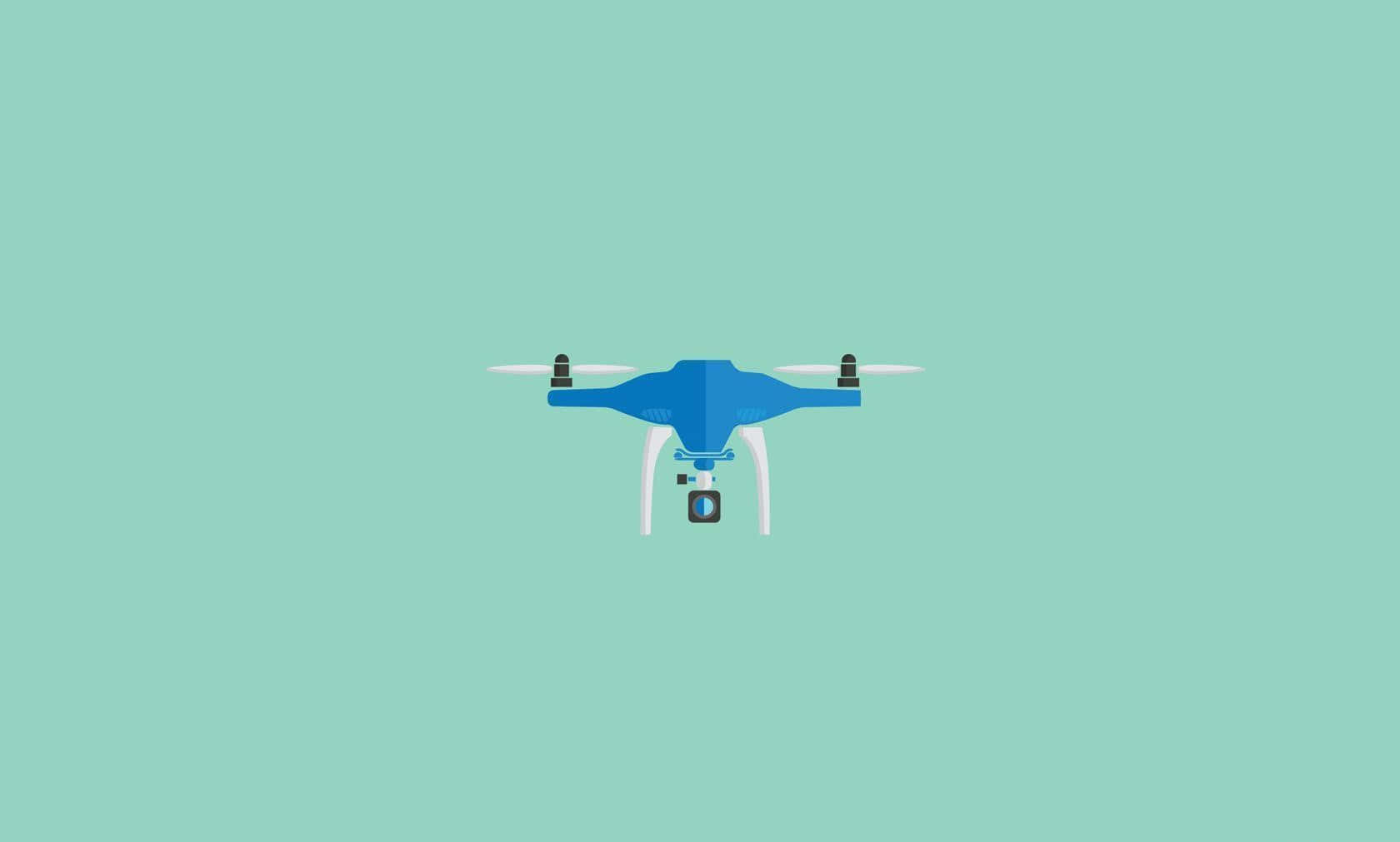 blue quadcopter drone, white propellers, solid mint green background, HD Desktop Wallpaper