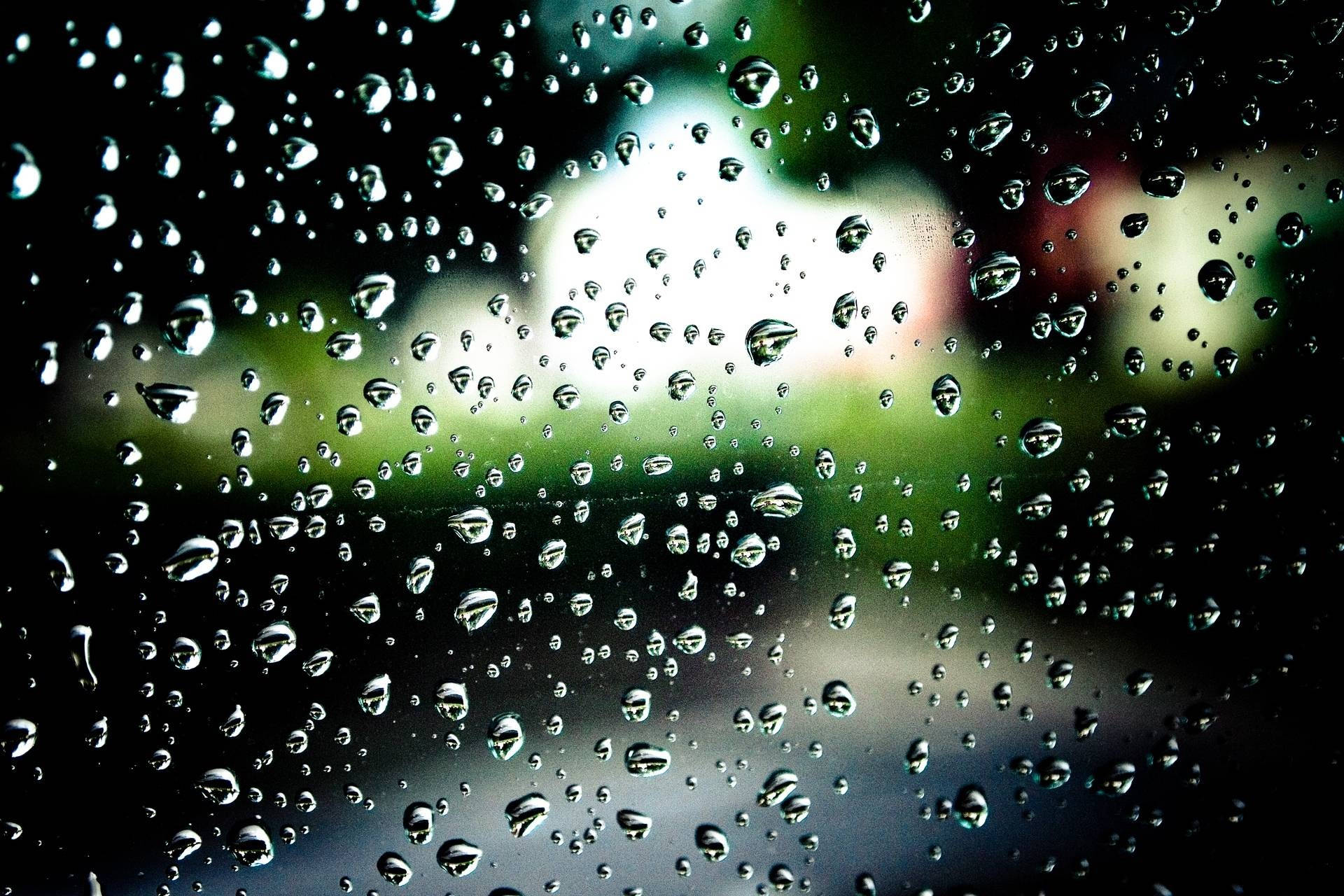raindrops, window, green bokeh, Full HD Desktop Wallpaper