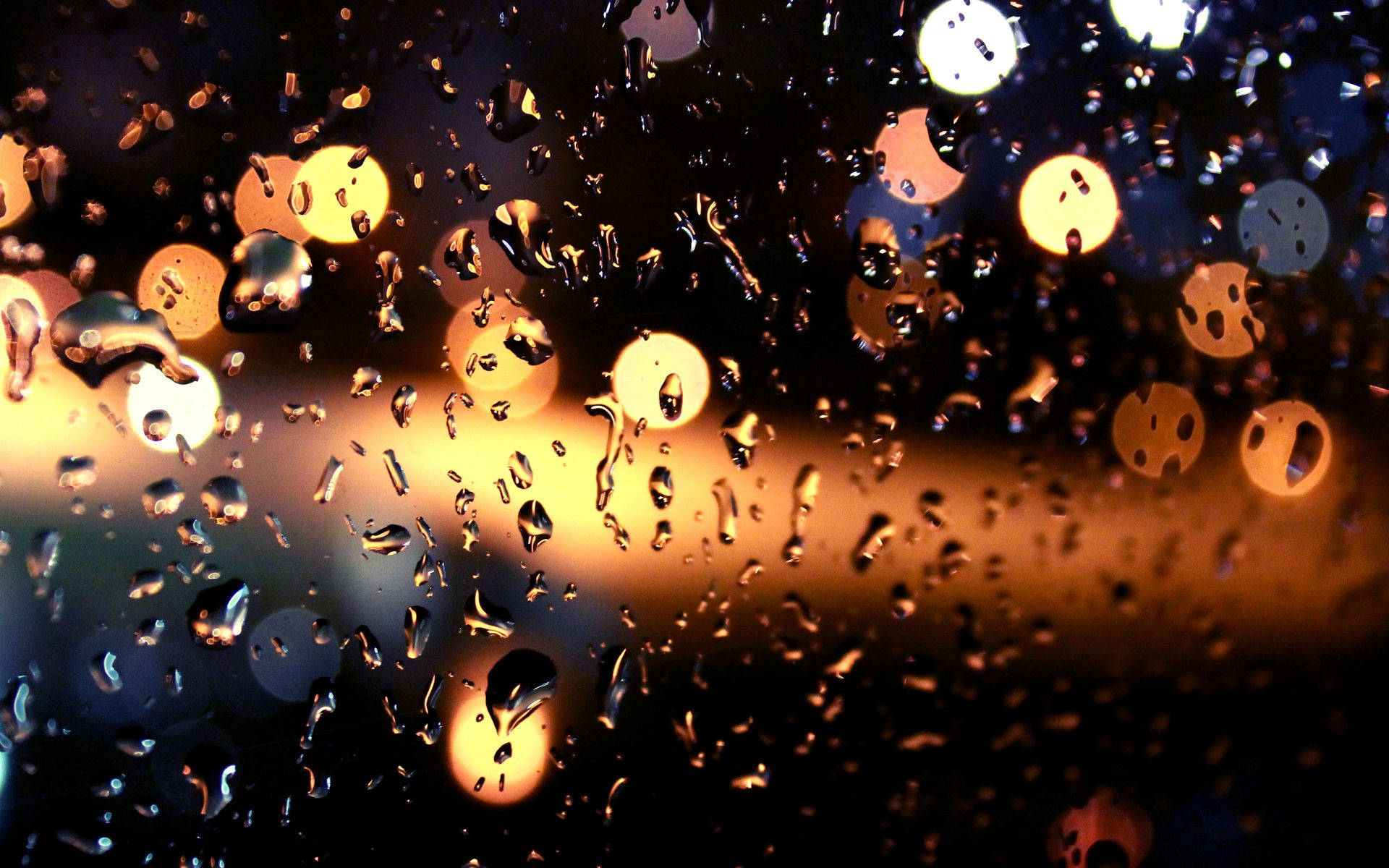 raindrops, glass pane, bokeh, Full HD Desktop Wallpaper