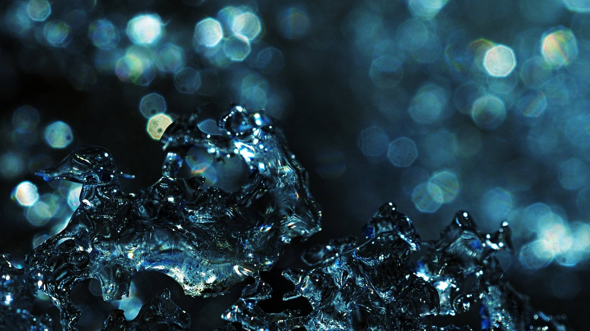 water droplets, blue, glistening, Full HD Desktop Wallpaper