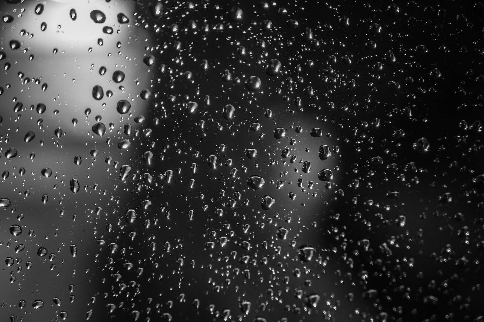 water droplets, glass surface, monochrome abstract pattern, HD Desktop Wallpaper