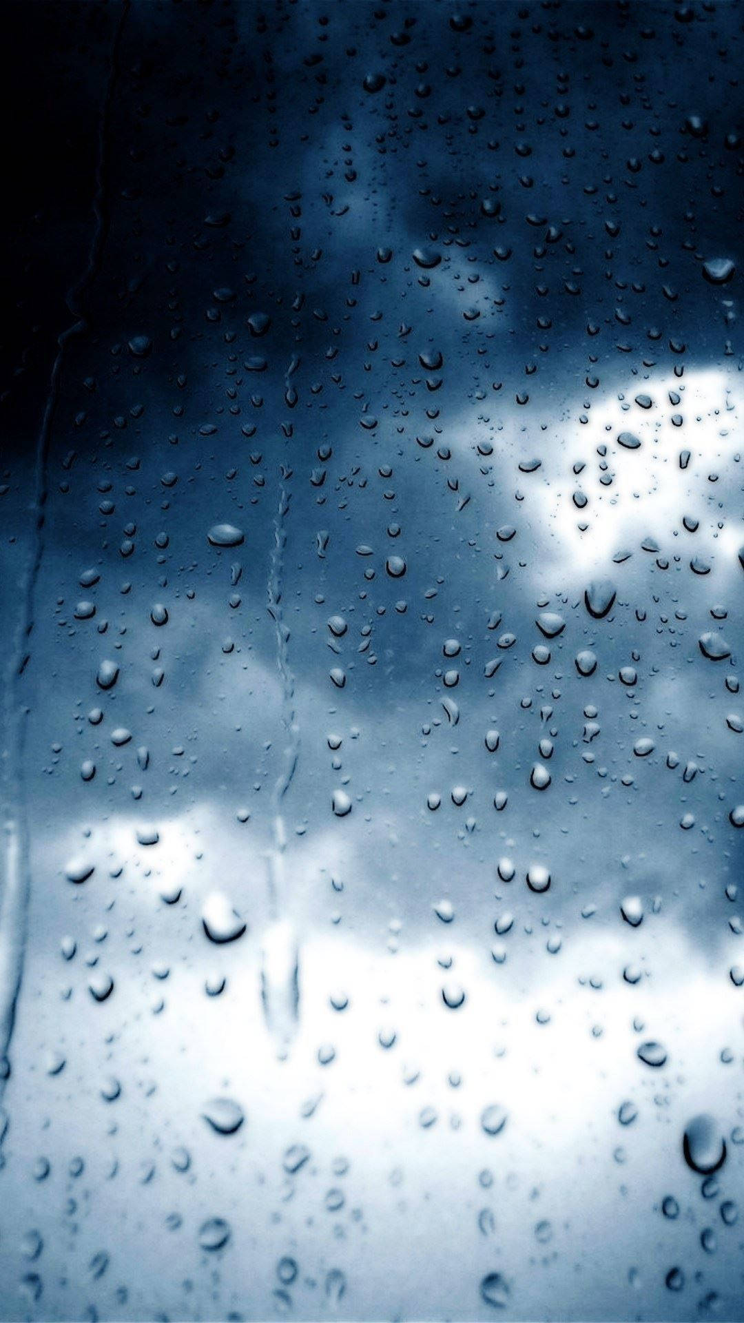 rain droplets, glass pane, moody cloudy sky, Full HD Phone Wallpaper