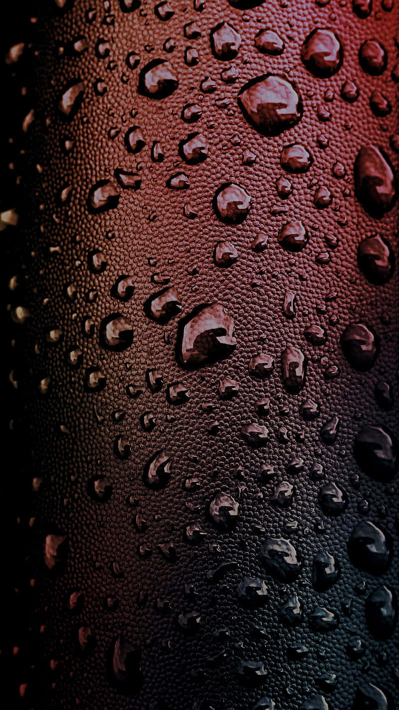 crisp brown droplets, water droplets, textured dark red surface, HD Phone Wallpaper