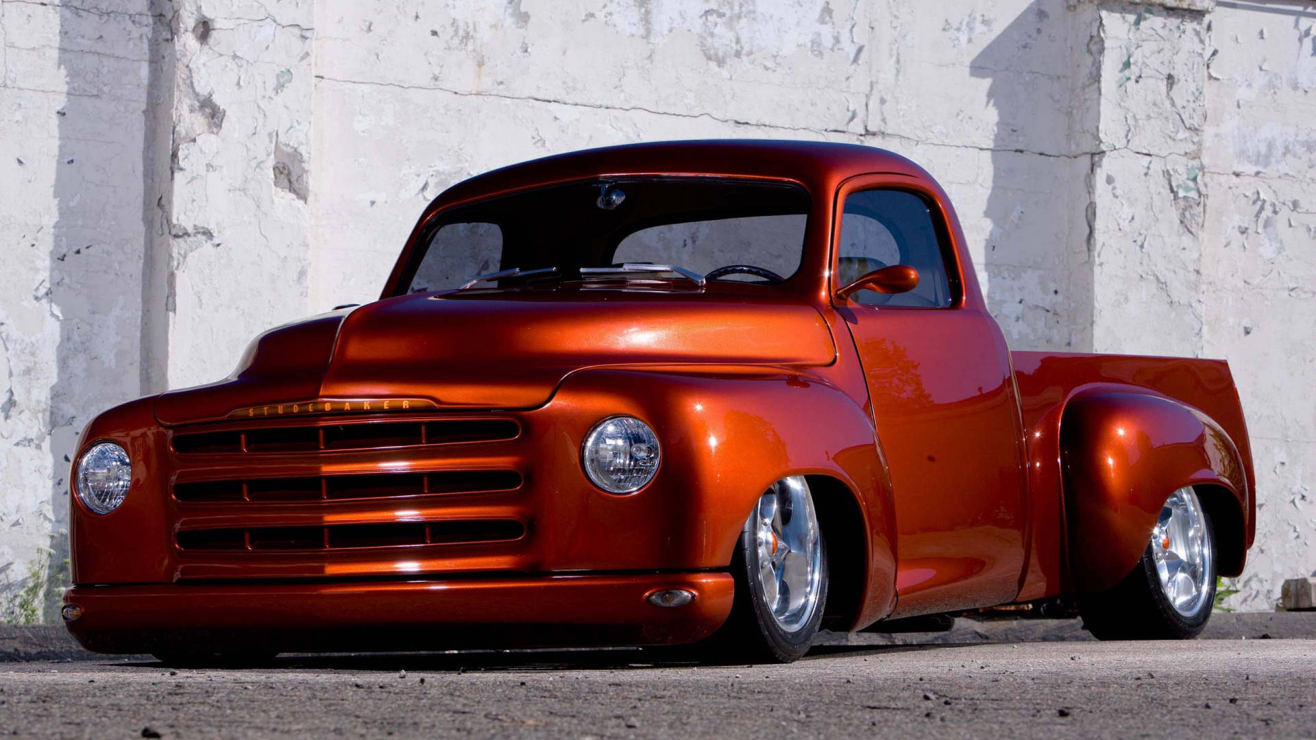 orange, glossy copper, classic pickup truck, Full HD Desktop Wallpaper