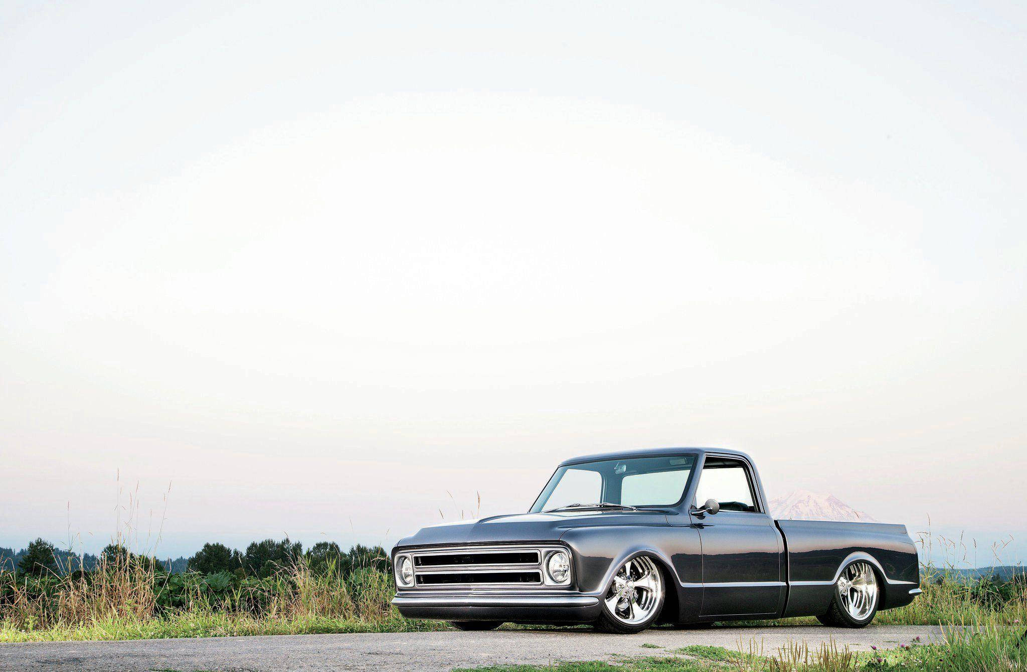 black, vintage, dropped truck, Full HD Desktop Wallpaper