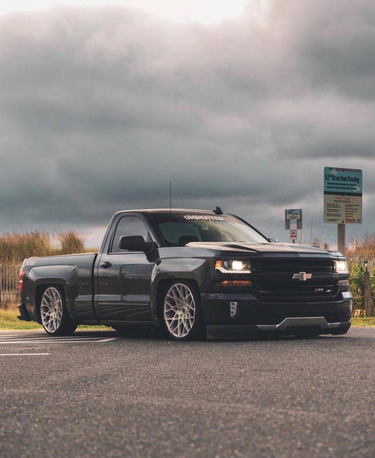 Chevrolet pickup truck, custom wheels, asphalt, HD Phone Wallpaper