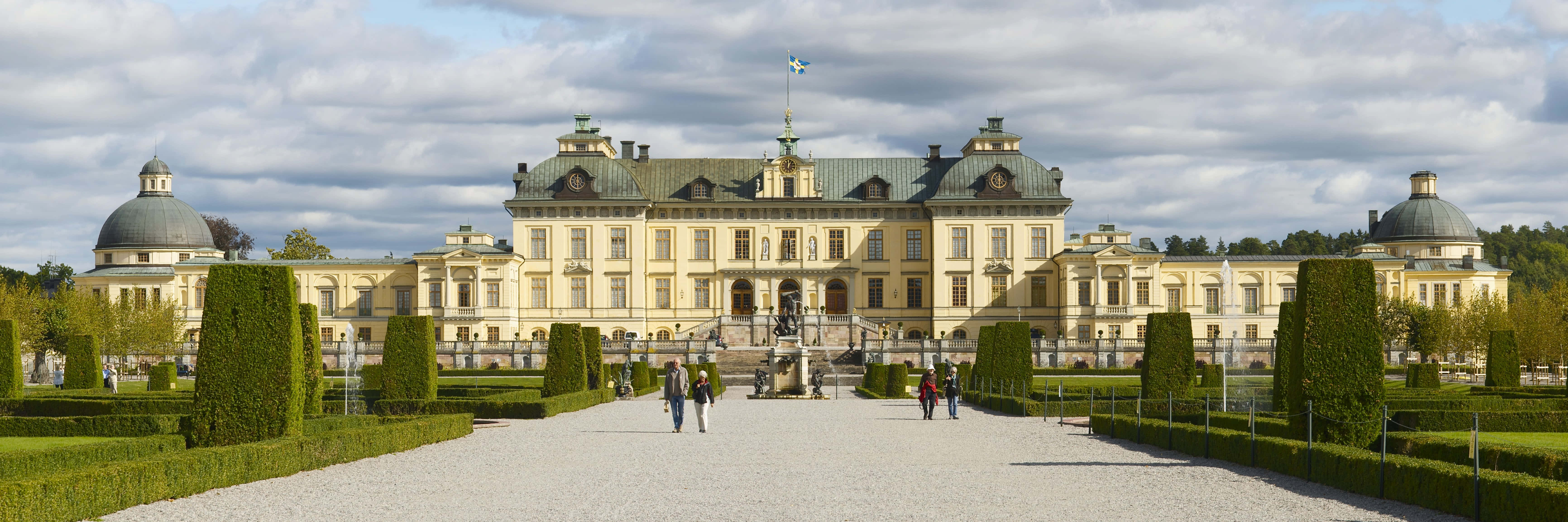 Drottningholm Palace, yellow palace, green domes, 5K Desktop Wallpaper