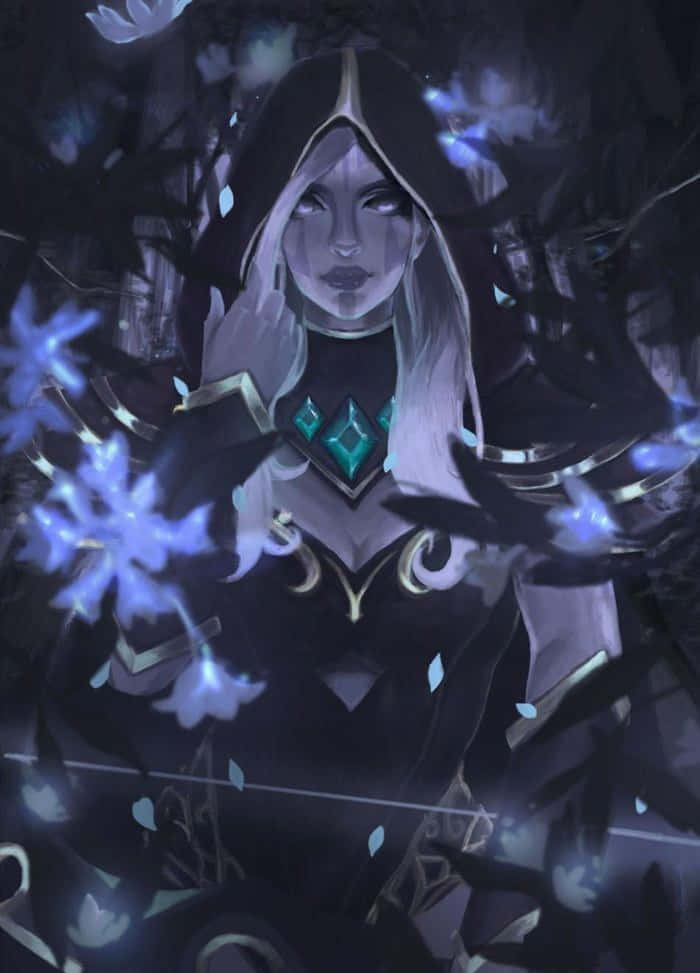 Drow Ranger, glowing blue flowers, mystical twilight, SD Phone Wallpaper