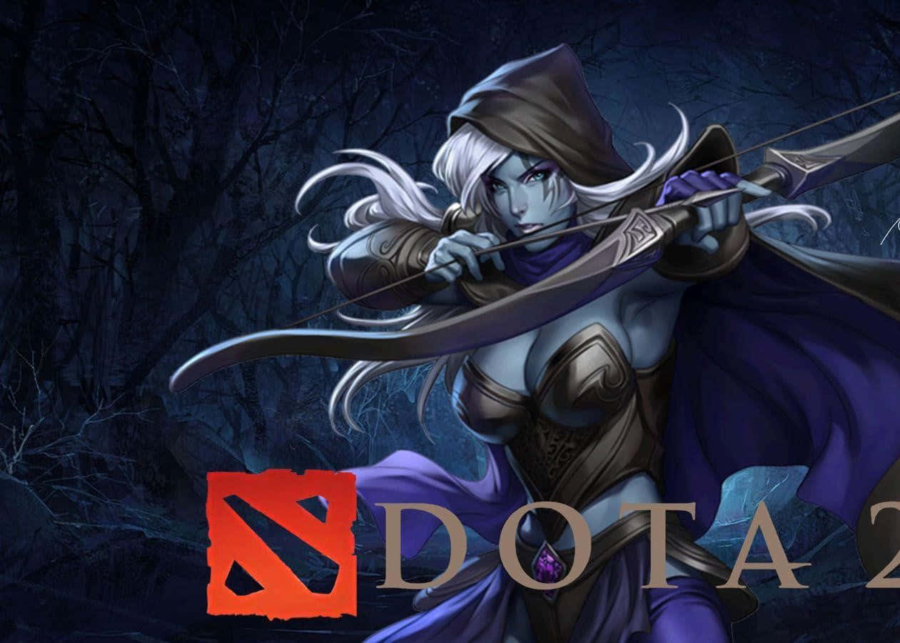 Drow Ranger, white hair, bow, SD Desktop Wallpaper