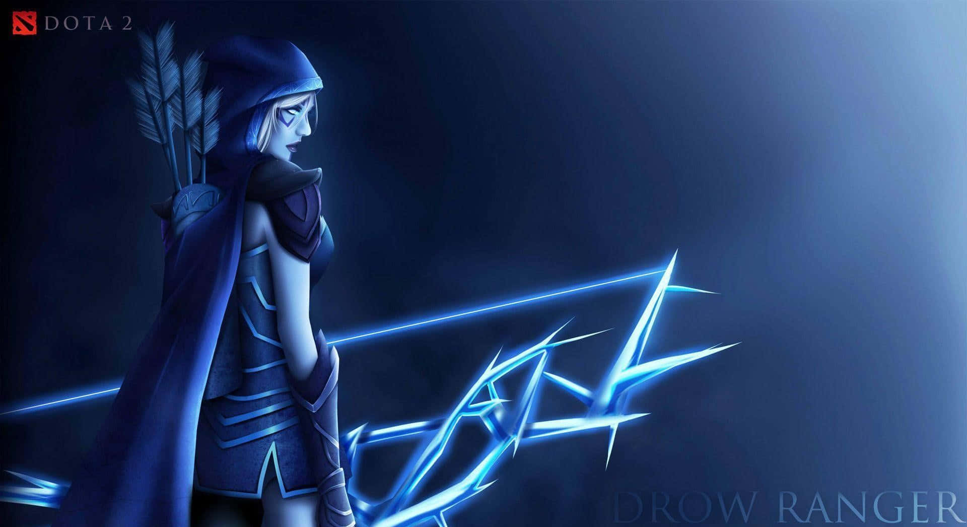 Drow Ranger, blue armor, glowing blue arrows, Full HD Desktop Wallpaper