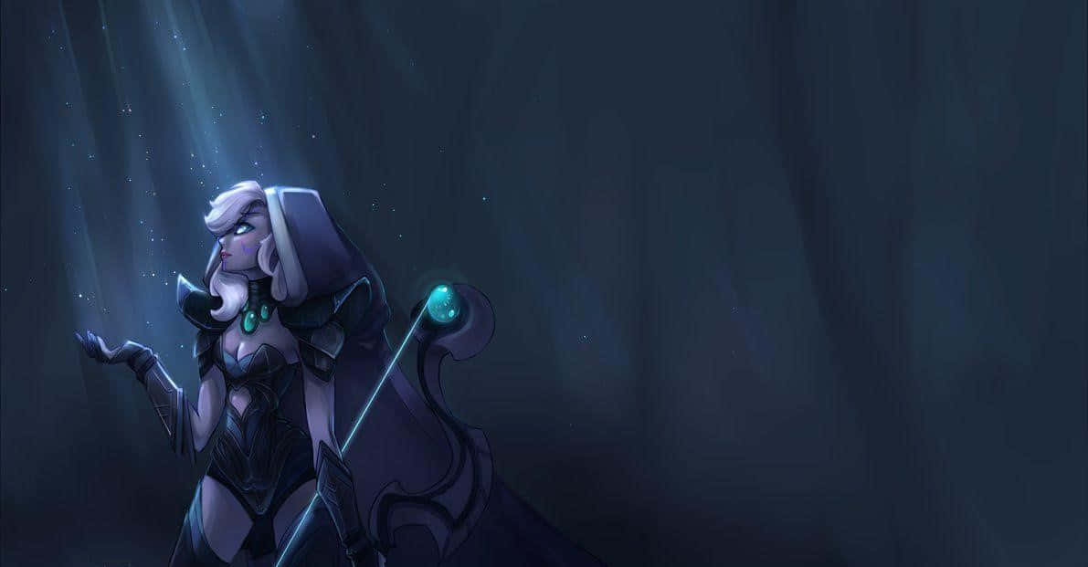 Drow Ranger, white hair, glowing staff, SD Desktop Wallpaper
