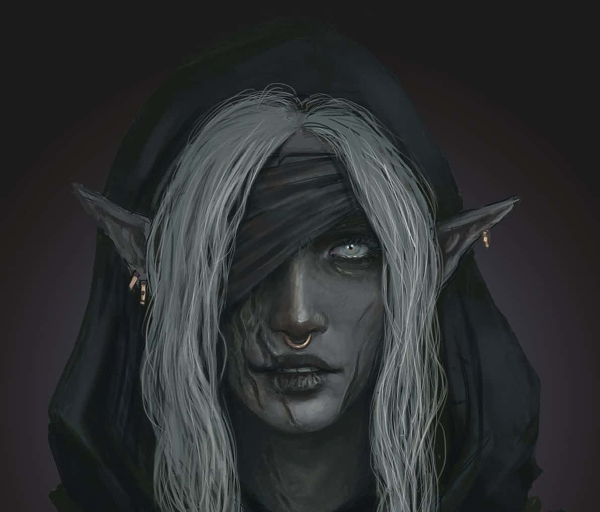 Drow Ranger, hooded elf, pale grey hair, SD Desktop Wallpaper