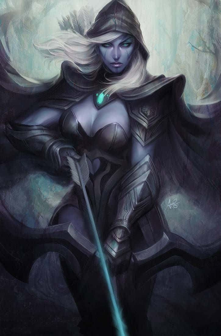 Drow Ranger, glowing blue eyes, flowing blonde hair, SD Phone Wallpaper