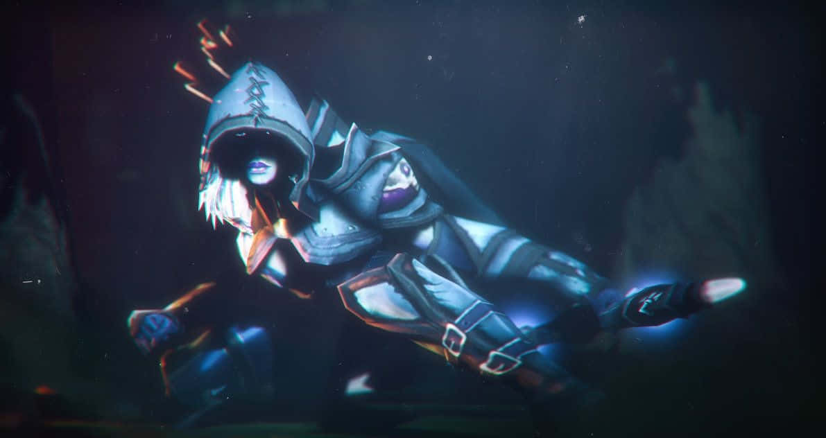 Drow Ranger, glowing armor, dark misty forest, SD Desktop Wallpaper