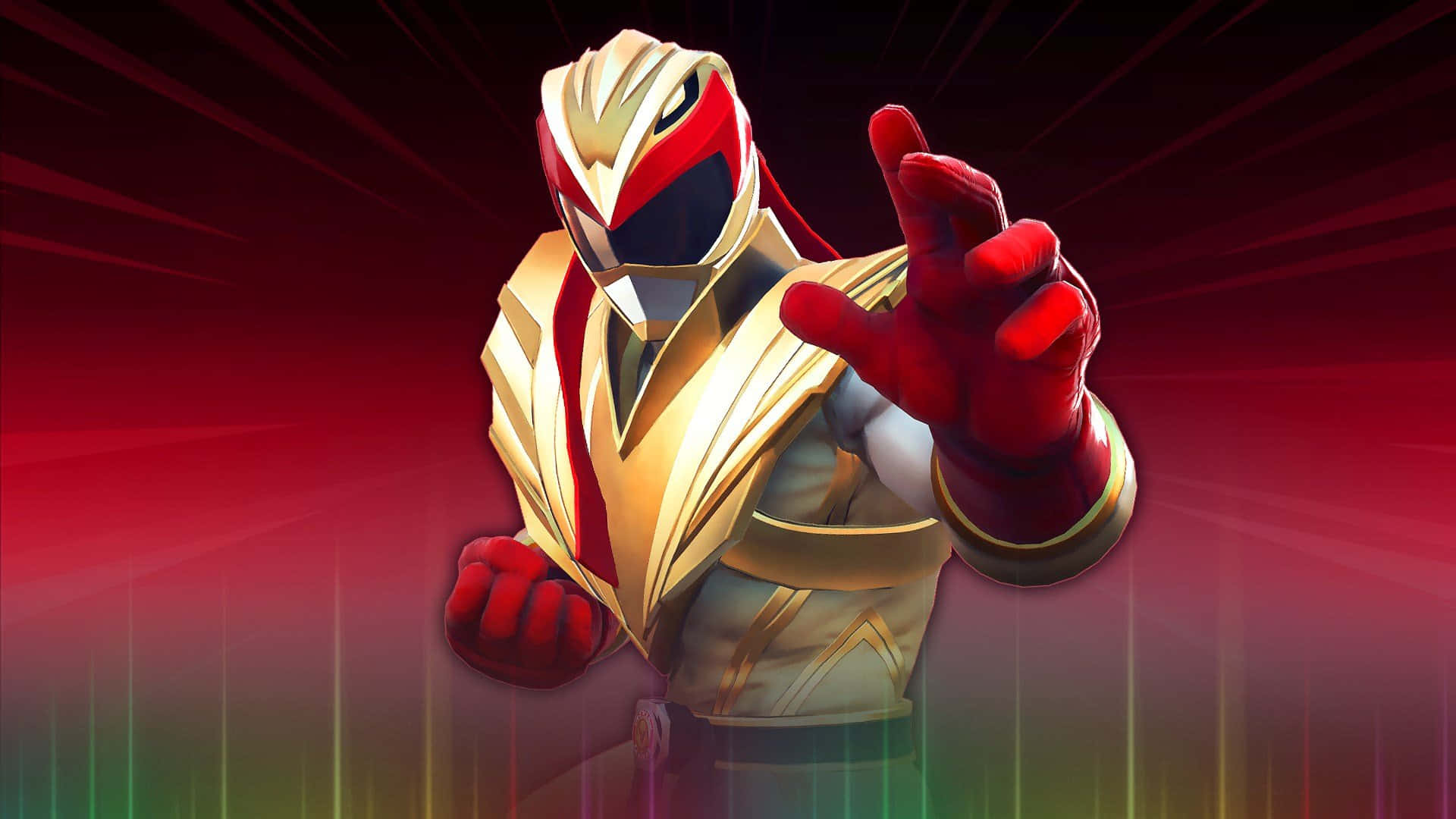 Red Ranger, red and gold armored warrior, radiant red background, Full HD Desktop Wallpaper