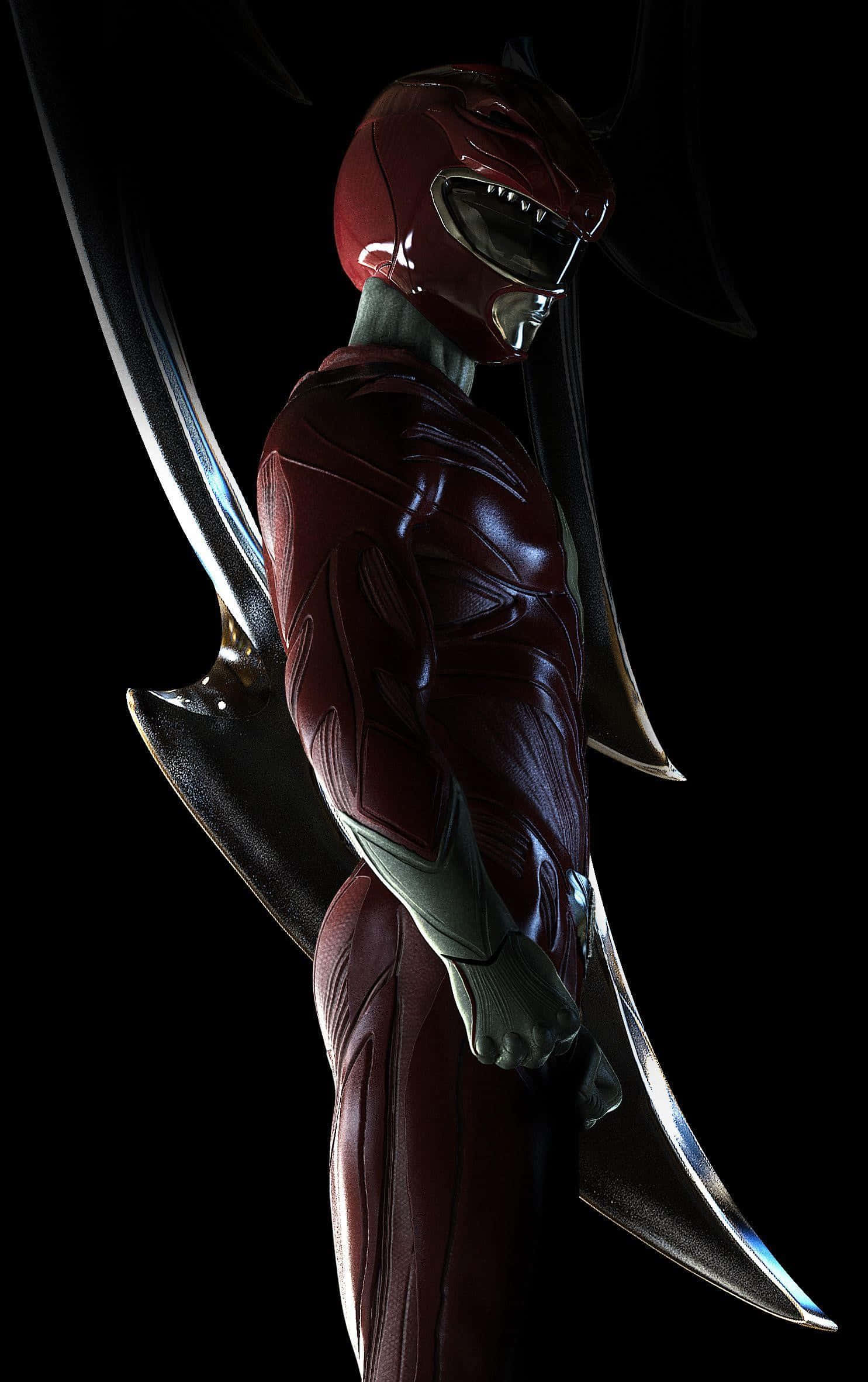 Red Ranger, red armored warrior, helmet with sharp teeth, Full HD Phone Wallpaper