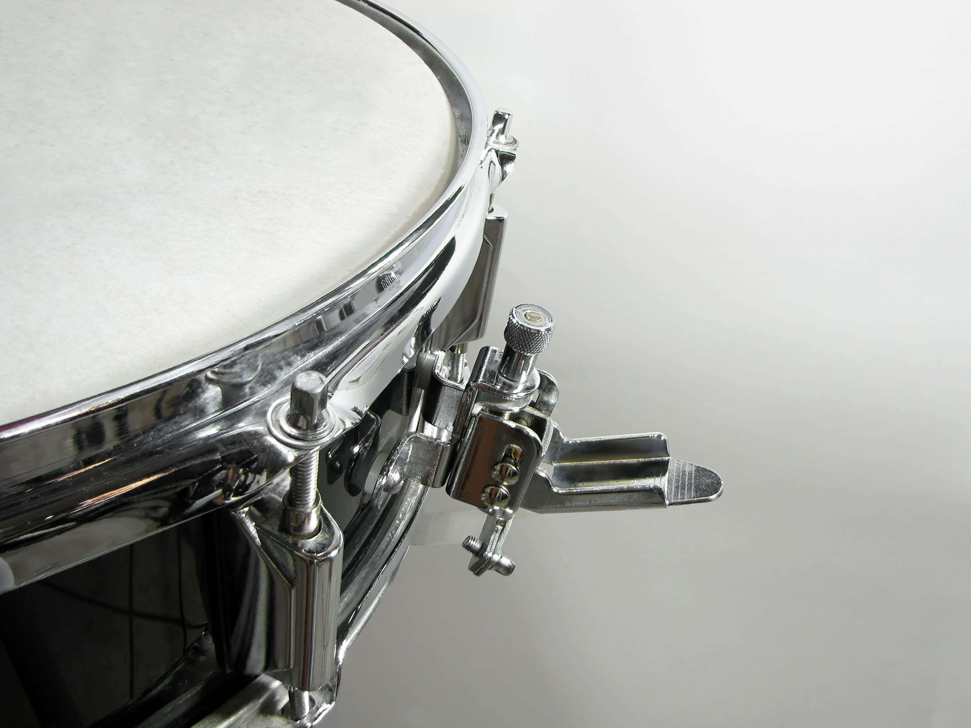 snare drum, chrome, white drumhead, 2K Desktop Wallpaper
