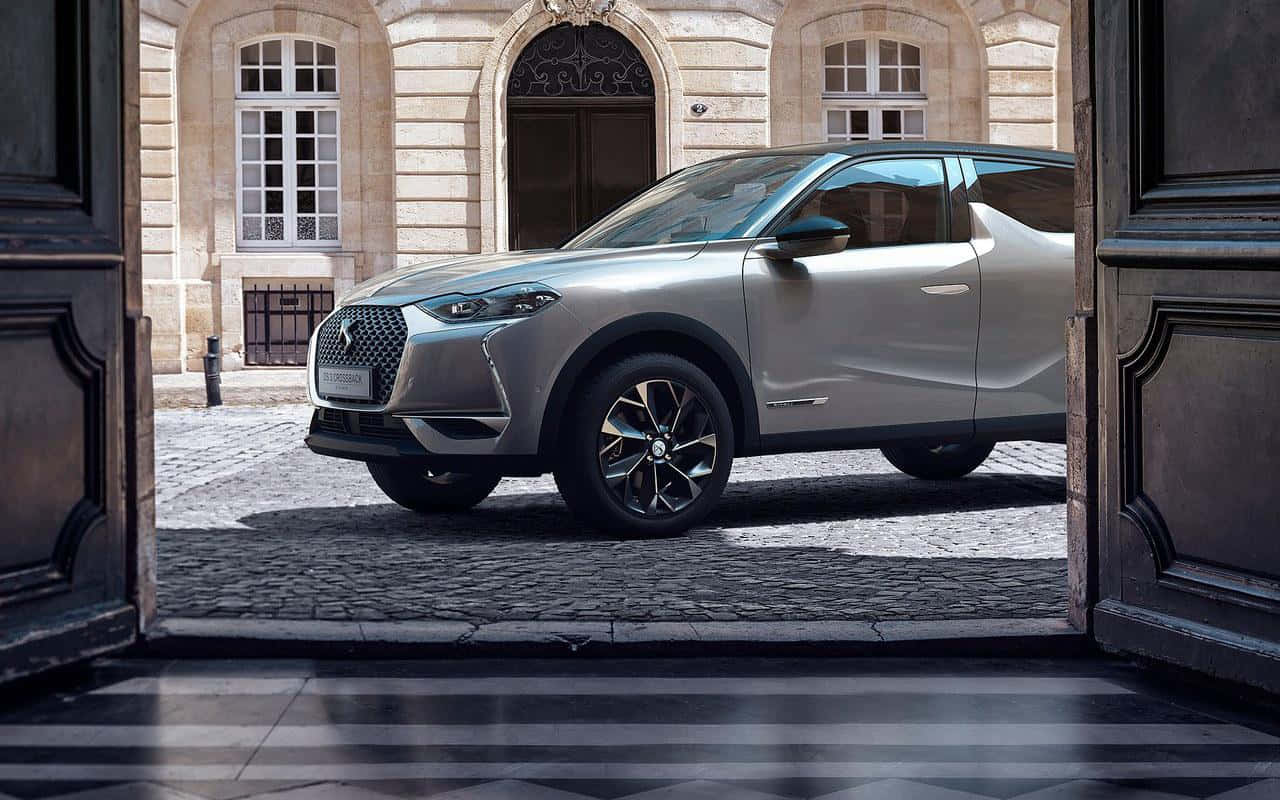 DS 3 Crossback, silver, cobblestone street, HD Desktop Wallpaper