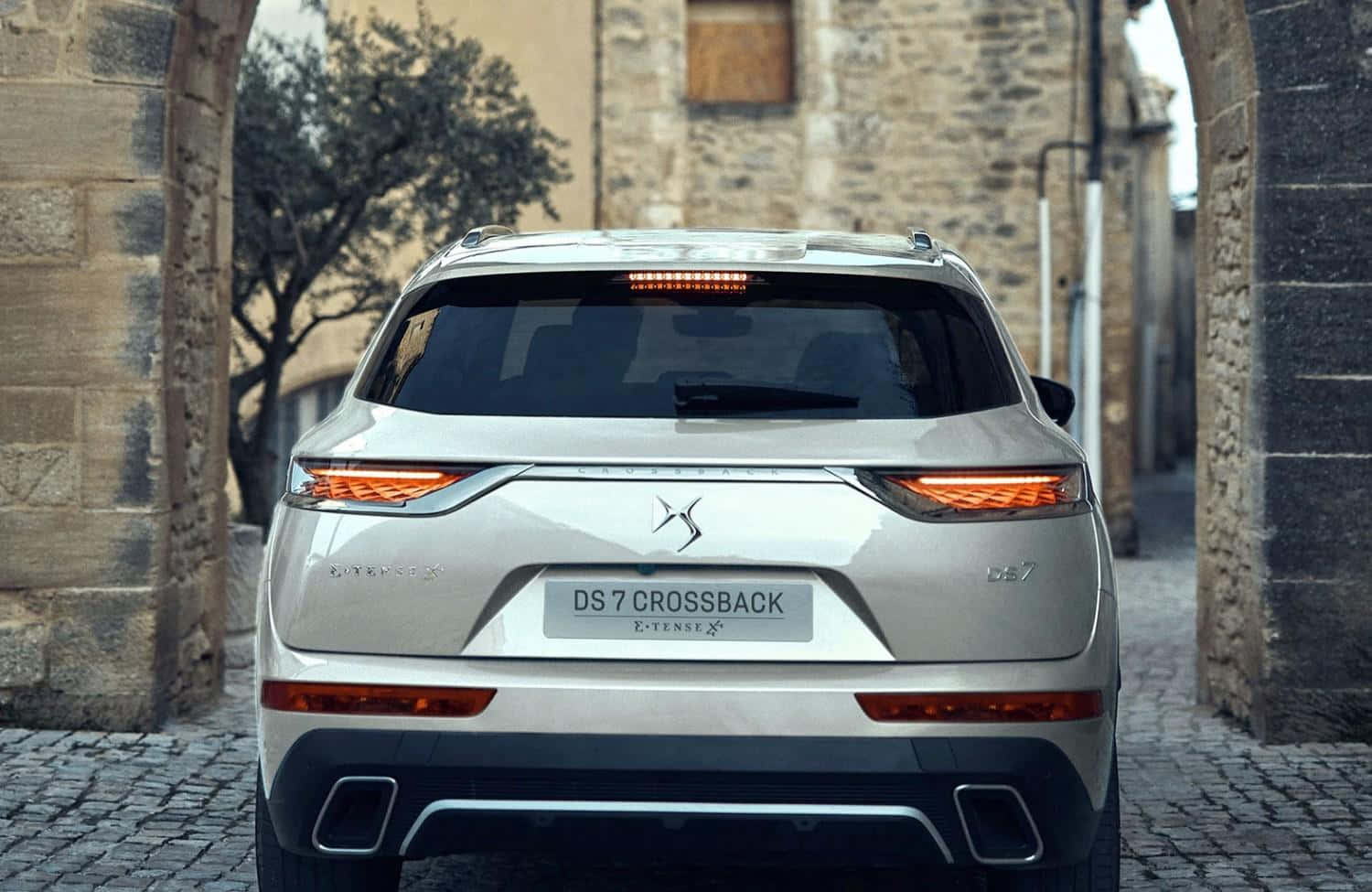 DS 7 Crossback E-Tense, silver, rear view, HD Desktop Wallpaper