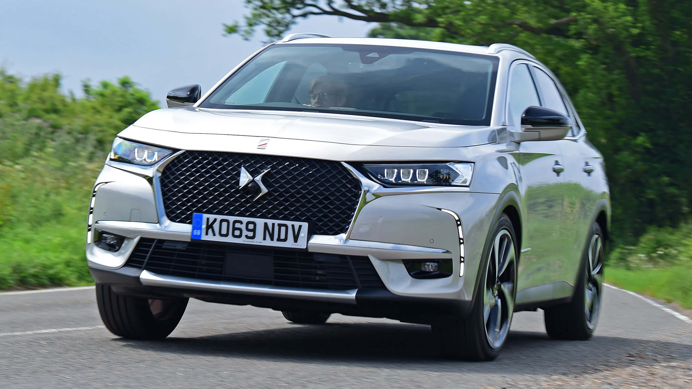 DS 7 Crossback E-tense, silver, winding road, Full HD Desktop Wallpaper