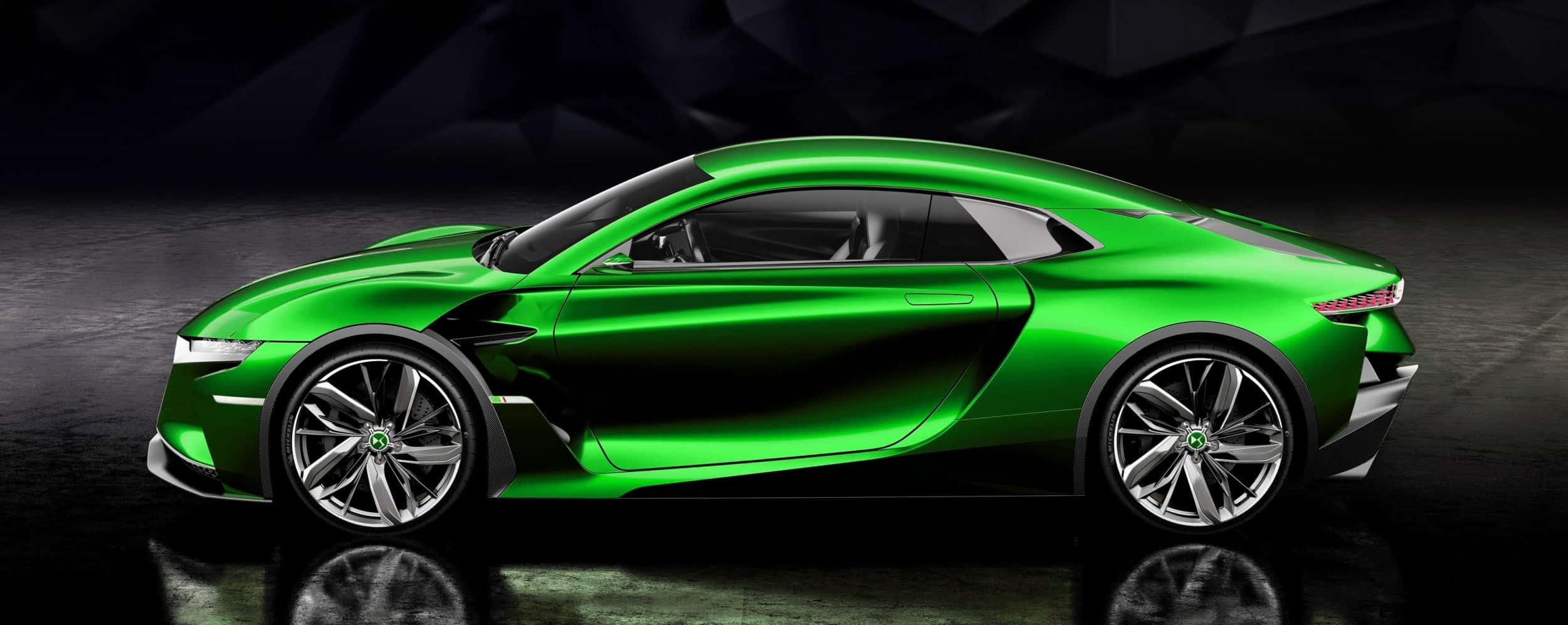 DS Automobiles Ds E-tense, sleek vibrant green sports car, aerodynamic curves, Full HD Desktop Wallpaper