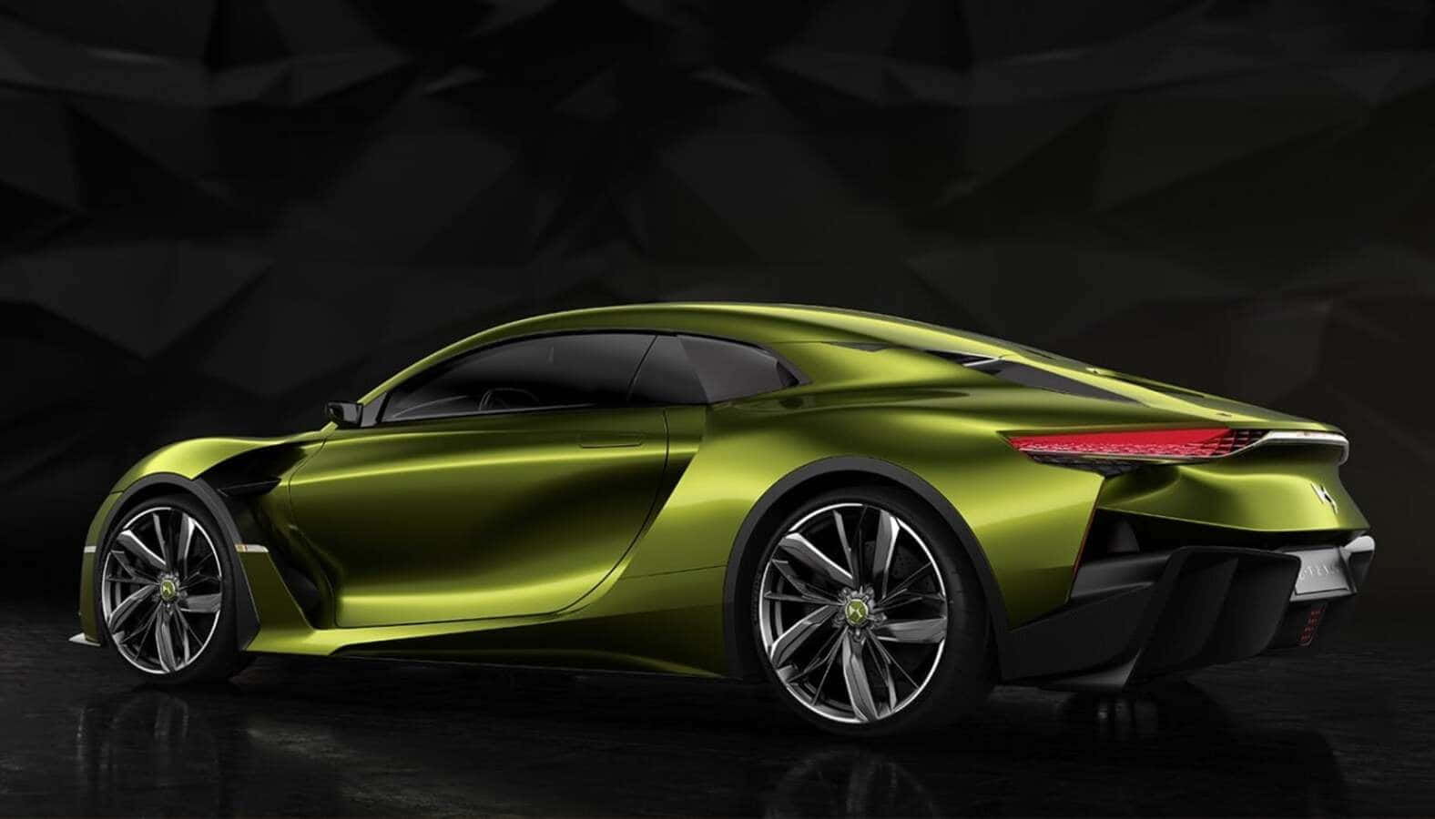 DS Automobiles DS E-tense, lime green, sharp lines, HD Desktop Wallpaper