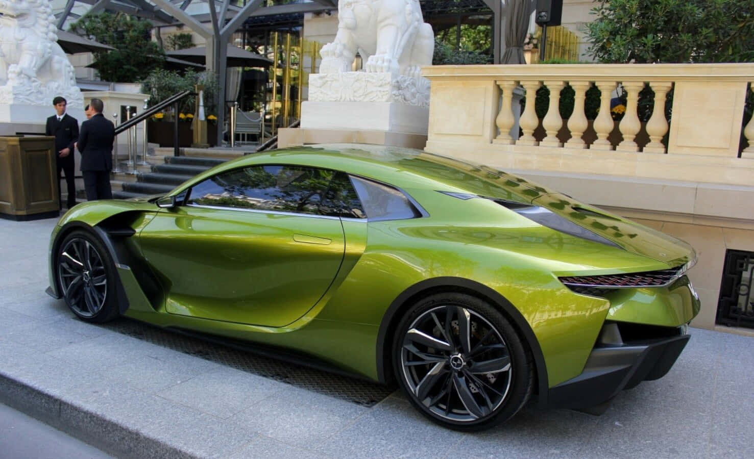 DS Automobiles DS E-tense, glossy lime green, black accents, HD Desktop Wallpaper