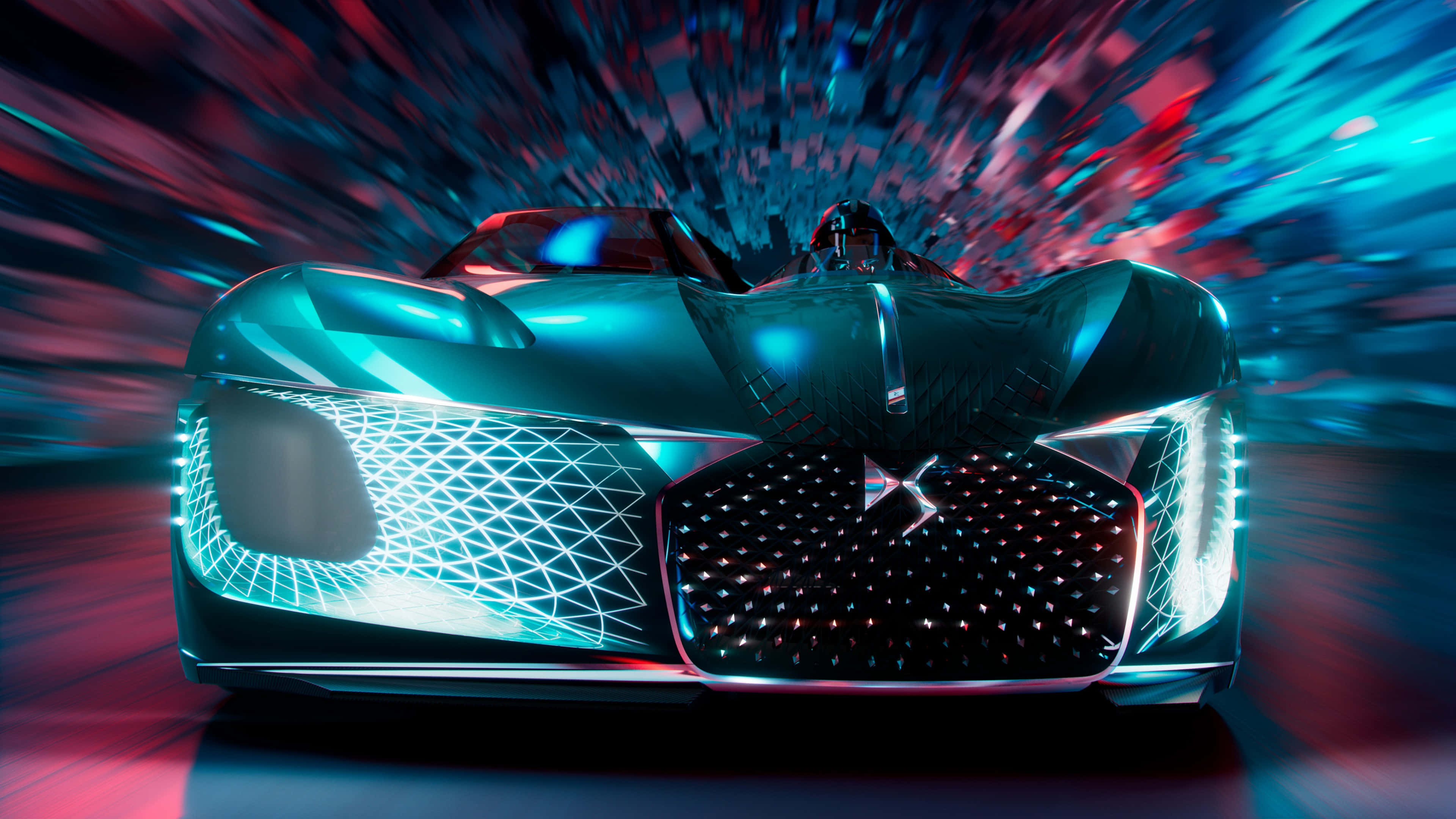 DS Automobiles, teal, glowing headlights, 4K Desktop Wallpaper