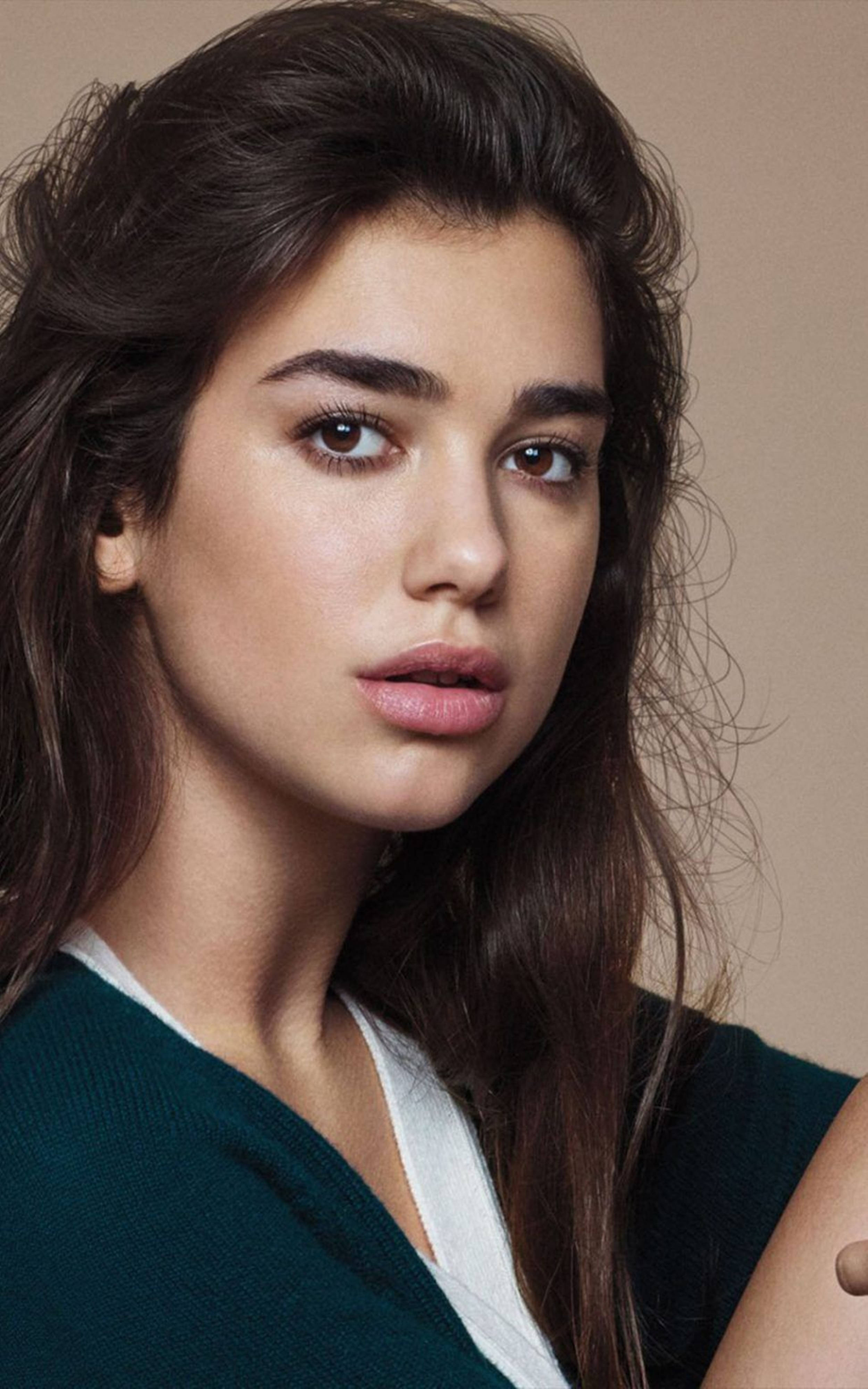 Dua Lipa, 4K, beige background, 4K Phone Wallpaper