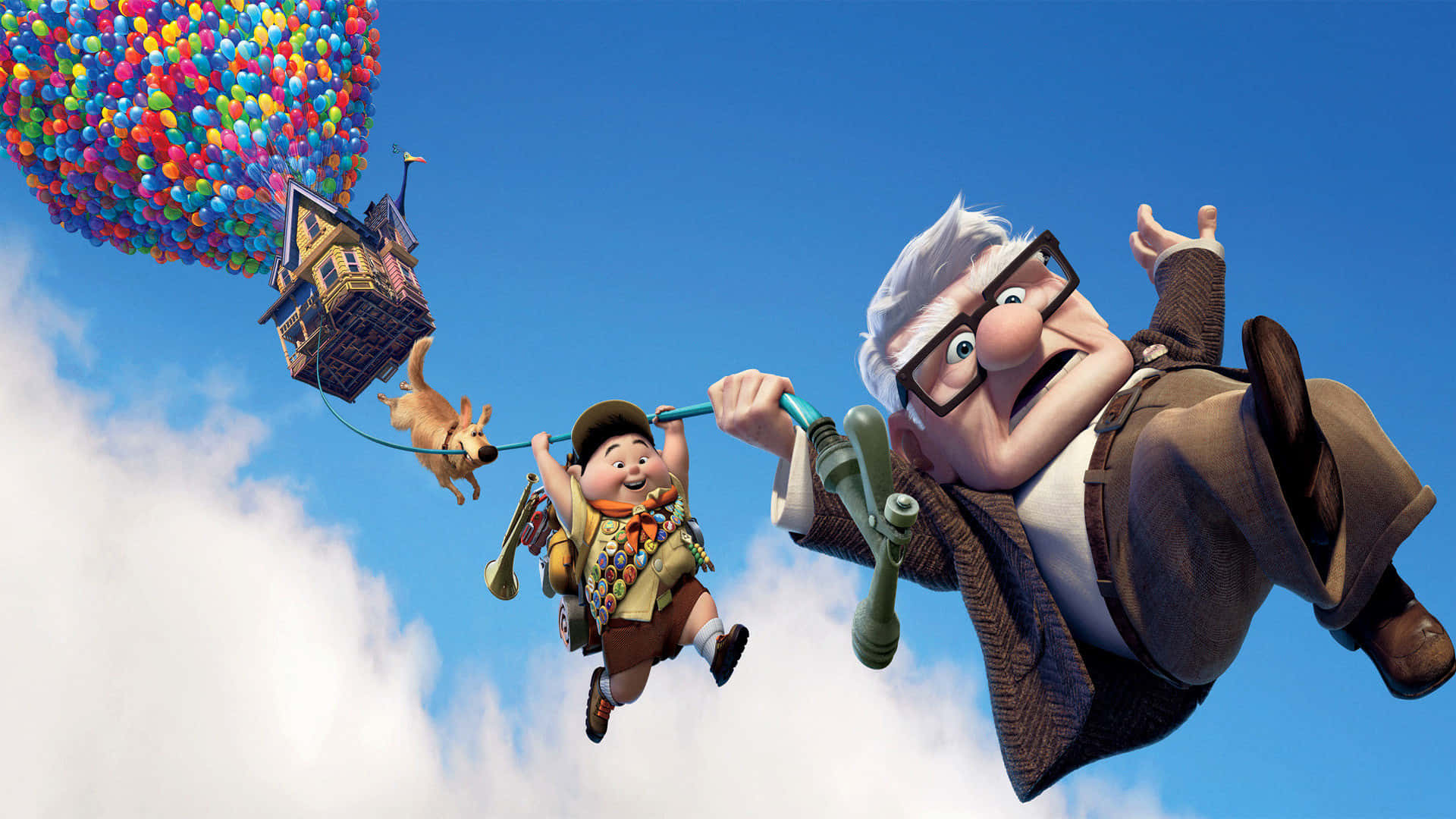 Up, elderly man, young boy, Full HD Desktop Wallpaper
