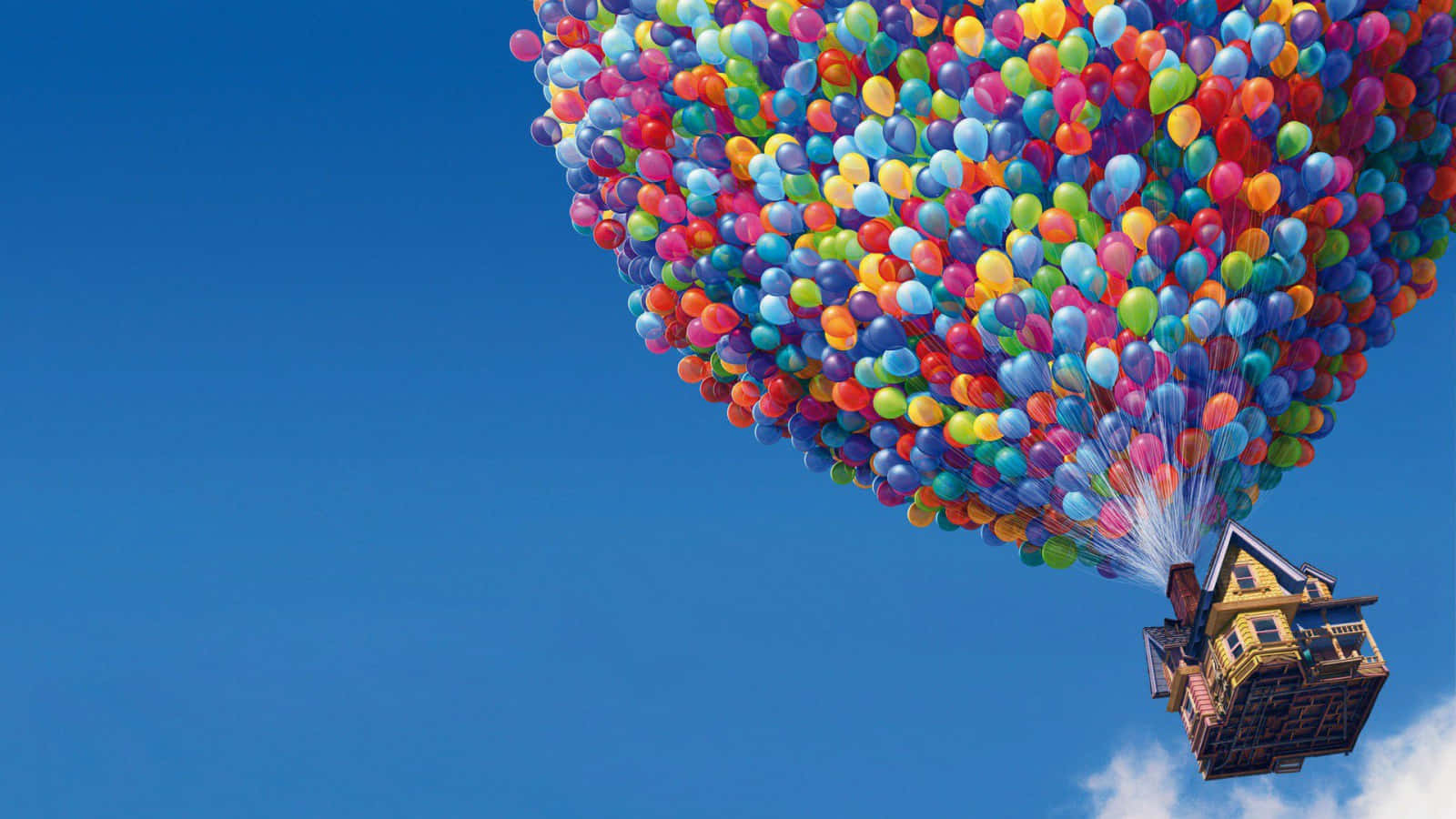 Up, balloon house, multicolored balloons, HD Desktop Wallpaper
