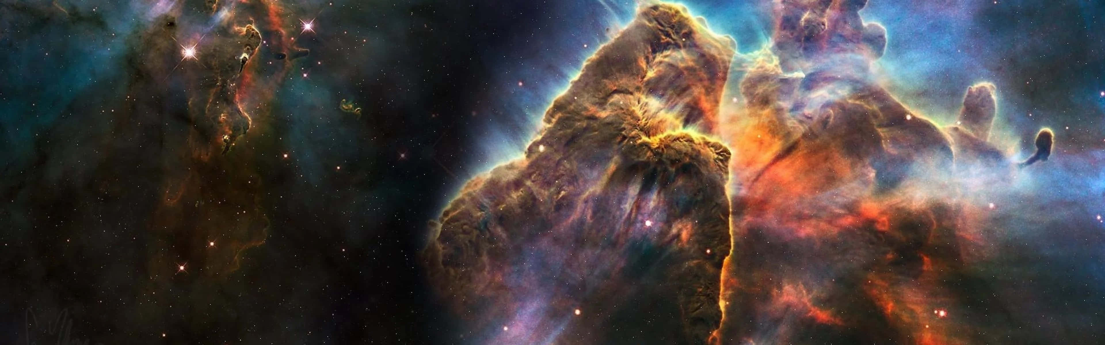 dual screen space, cosmic pillar, gas and dust, 4K Desktop Wallpaper