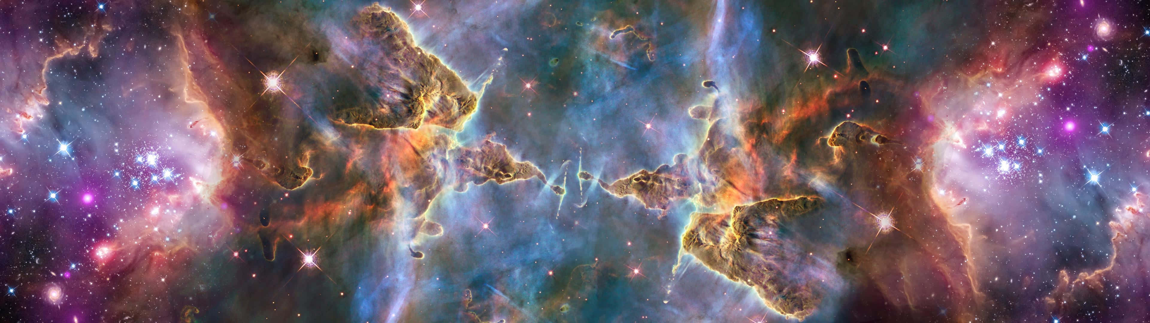 nebula, stars, orange, 4K Desktop Wallpaper