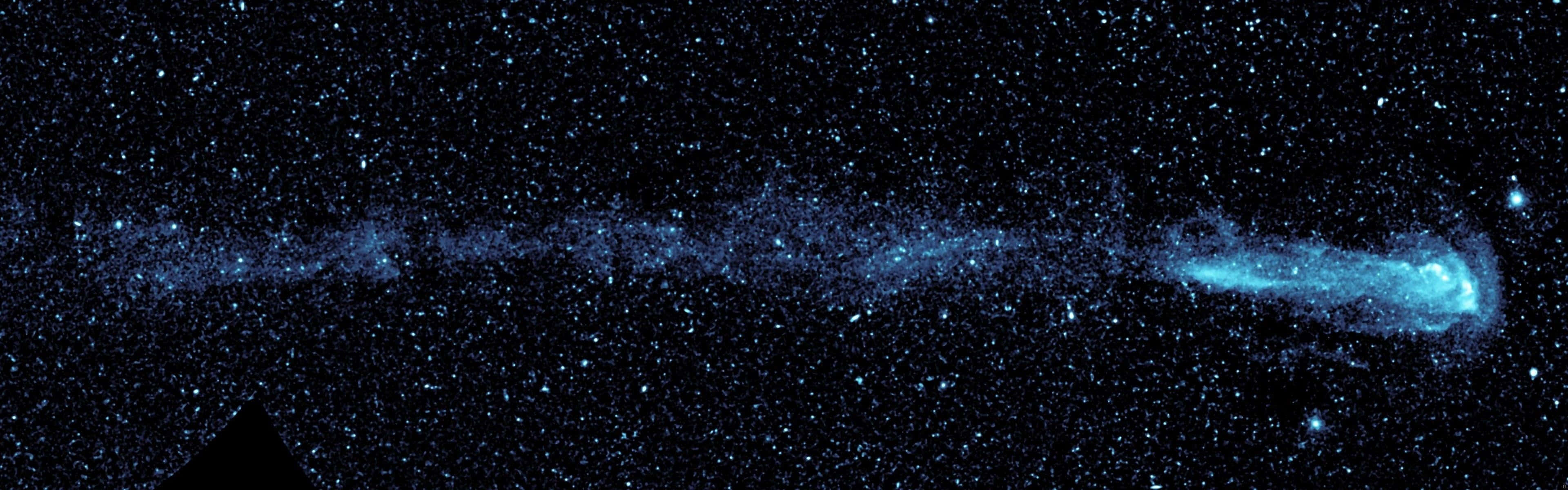 Dual Screen Space, cosmic nebula, vibrant blue light, 4K Desktop Wallpaper