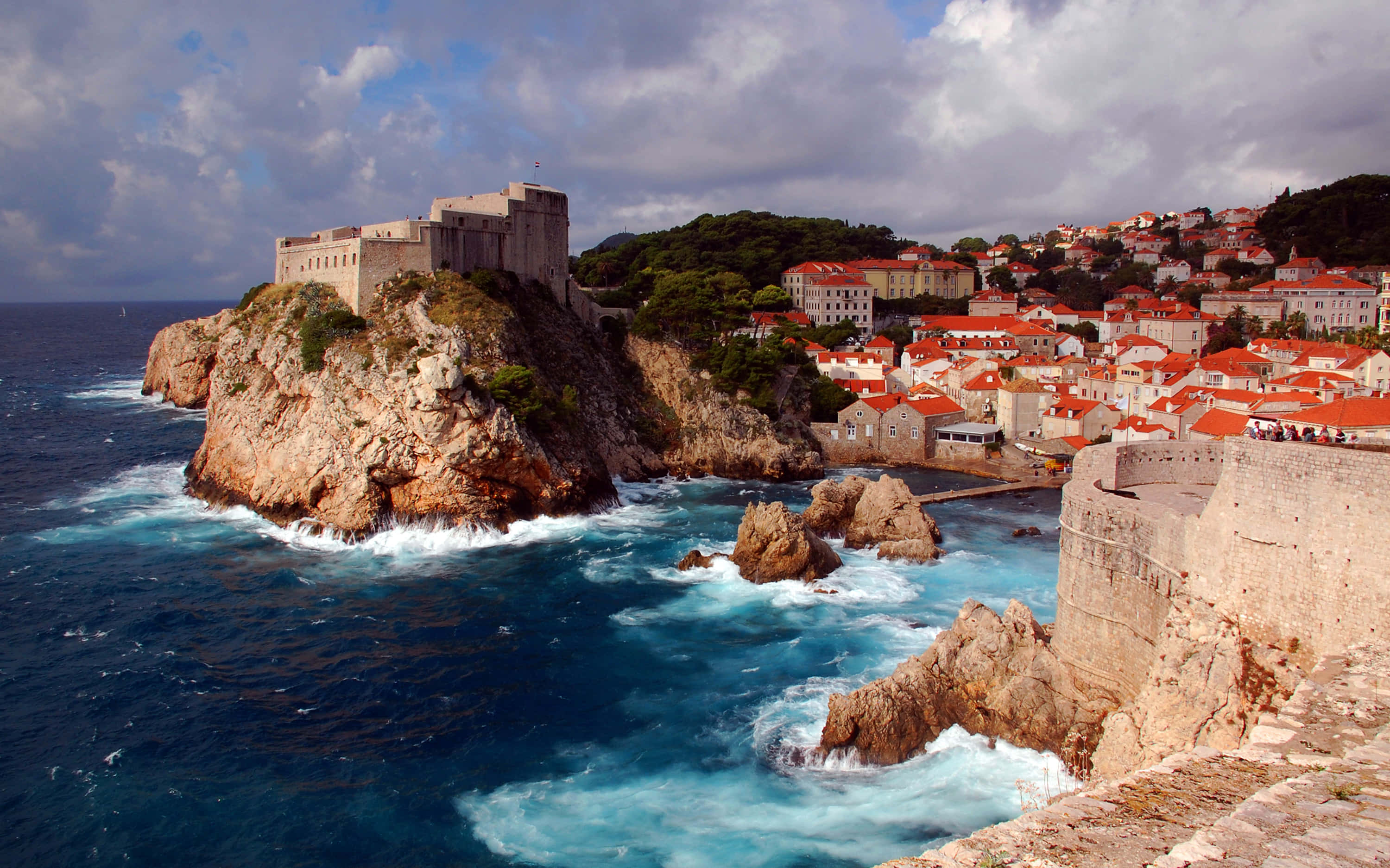 Dubrovnik, natural rock formation, ancient stone fortress, 2K Desktop Wallpaper