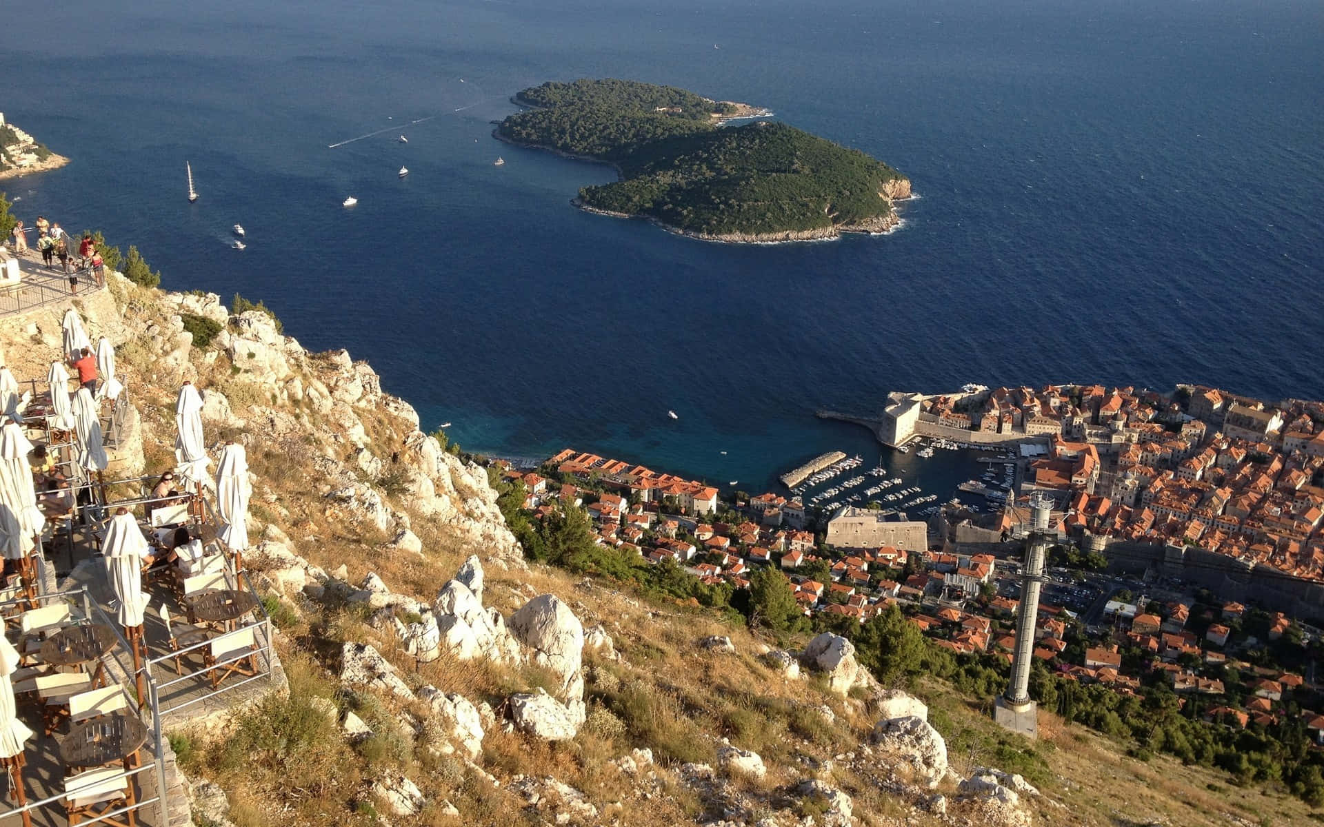 Dubrovnik, steep mountainside, terracotta roofs, Full HD Desktop Wallpaper