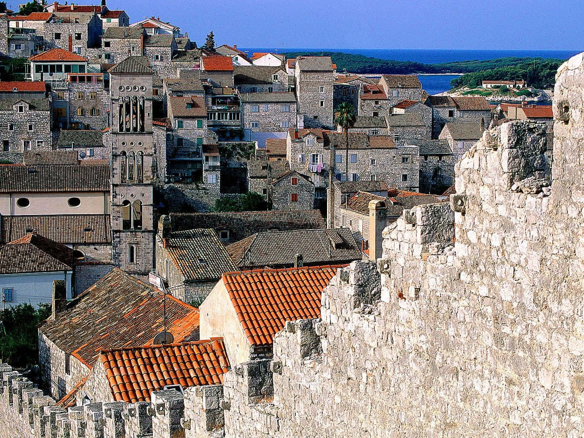 Dubrovnik, fortified wall, terracotta roofs, SD Desktop Wallpaper