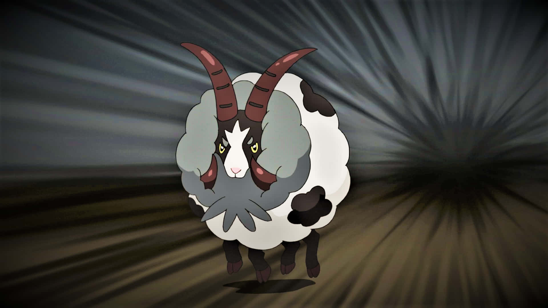Dubwool, fluffy animated goat, curved horns, Full HD Desktop Wallpaper