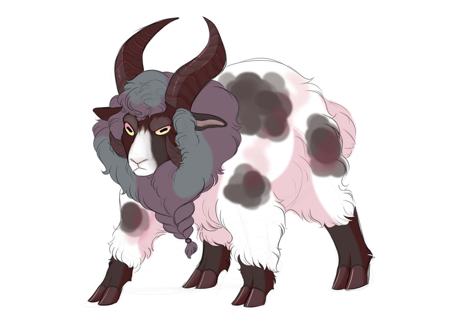 Dubwool, white background, stylized cartoon goat, Full HD Desktop Wallpaper