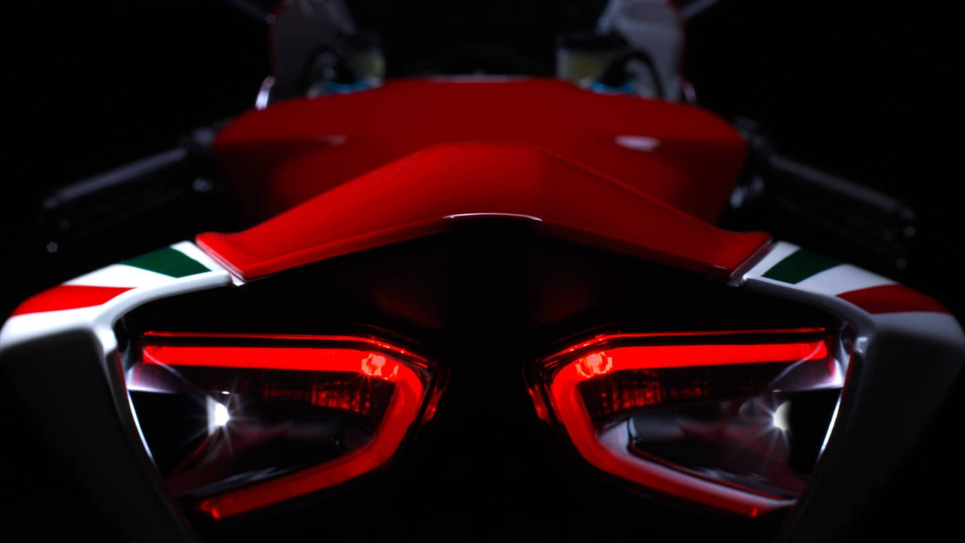 2012 Ducati 1199, red motorcycle, glowing taillights, Full HD Desktop Wallpaper