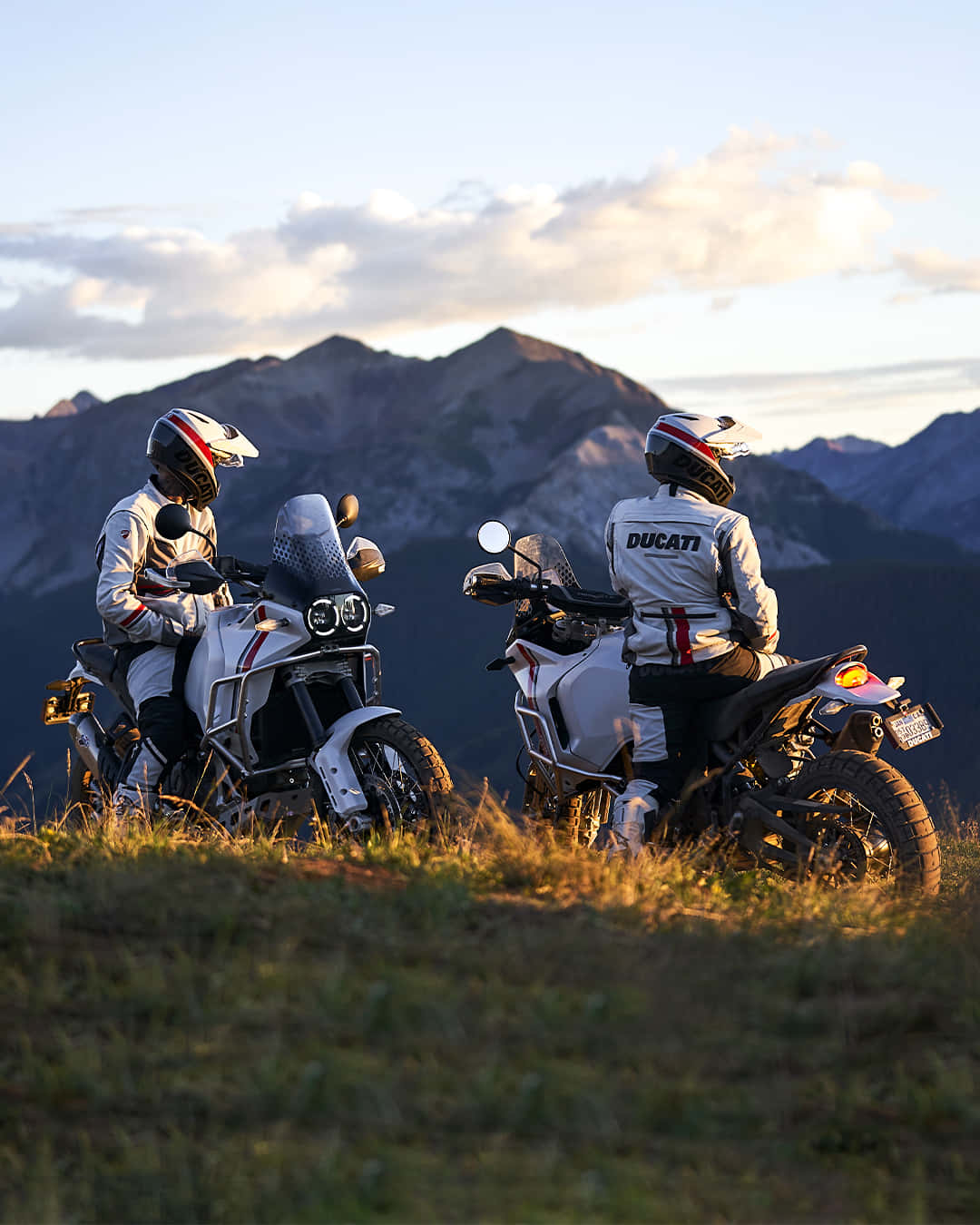 Ducati, white Ducati gear, mountain ridge, HD Phone Wallpaper