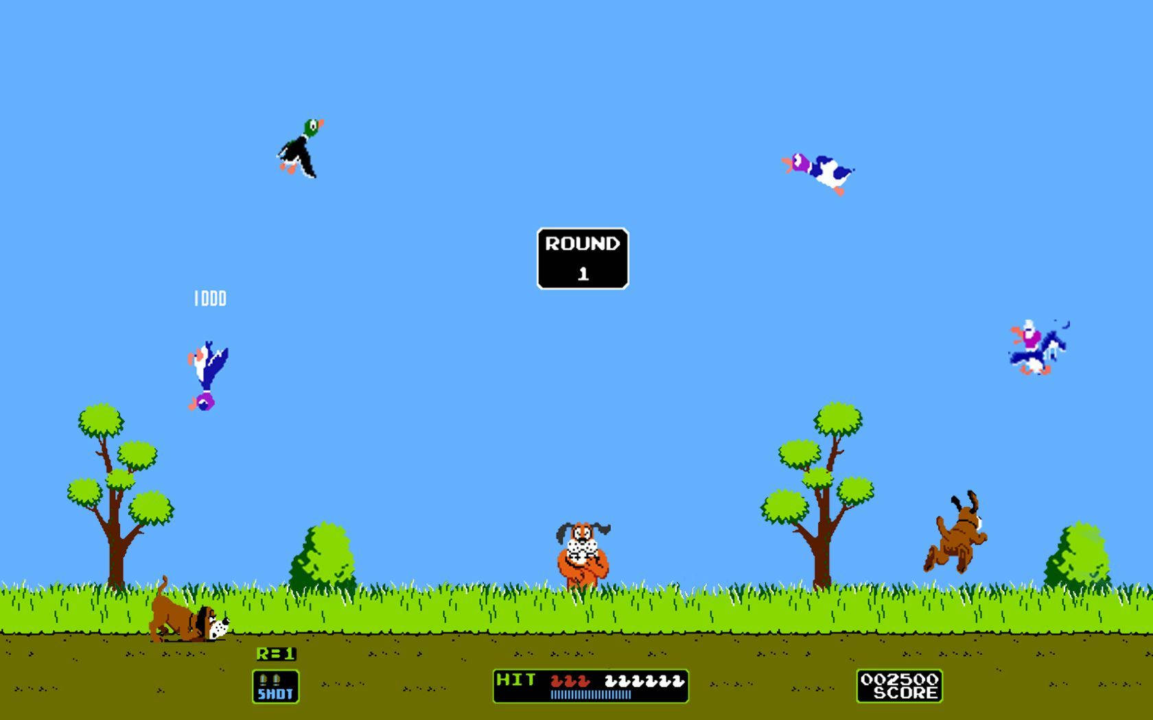Duck Hunt, pixelated dogs, colorful ducks, HD Desktop Wallpaper