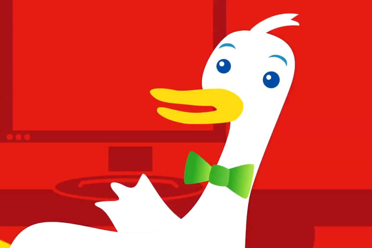 Duckduckgo, white duck, green bowtie, SD Desktop Wallpaper