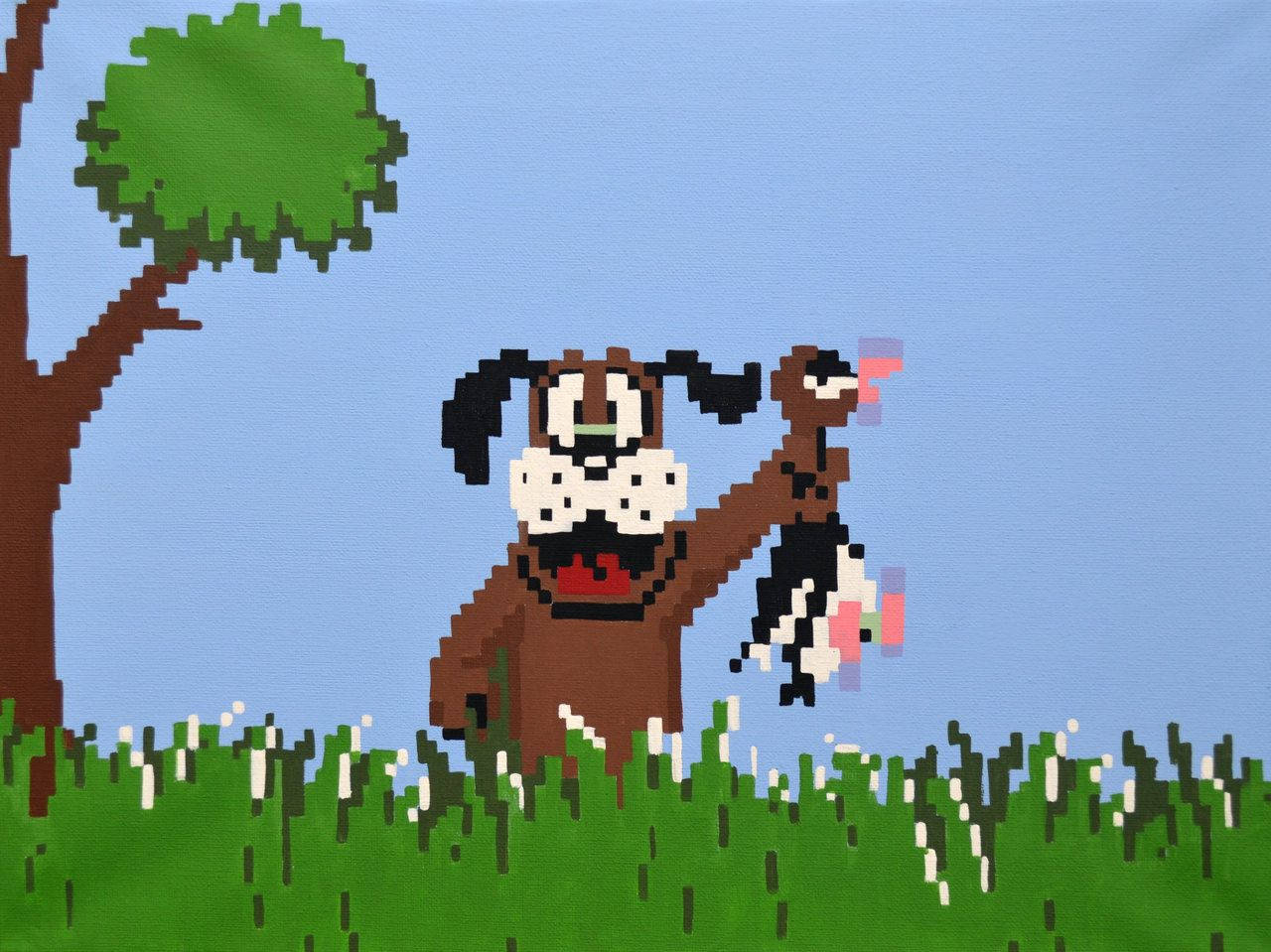 8 bit duck hunt, dog, duck, HD Desktop Wallpaper