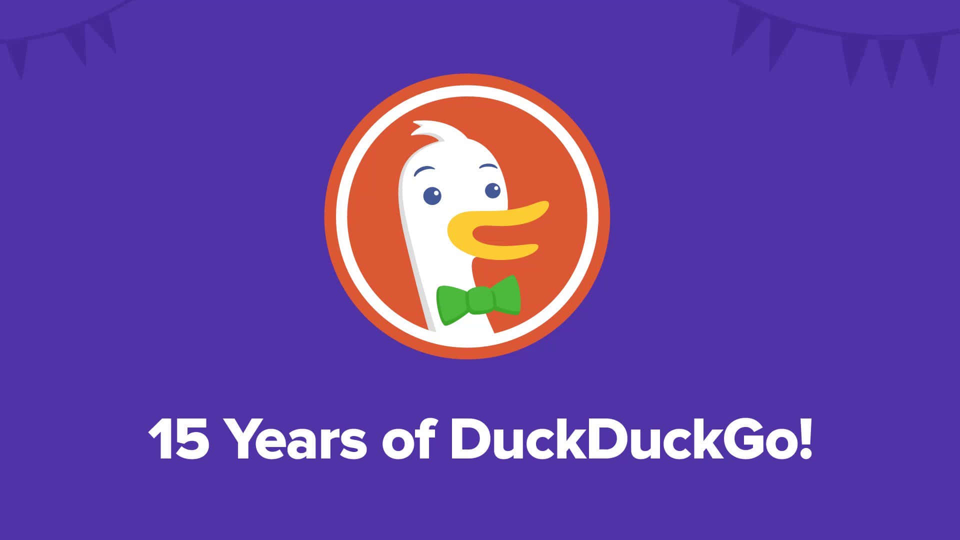 DuckDuckGo, 15th anniversary celebration, white duck, Full HD Desktop Wallpaper