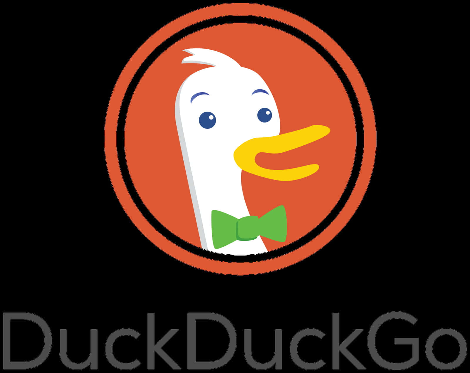 DuckDuckGo, green bowtie, orange circle, HD Desktop Wallpaper